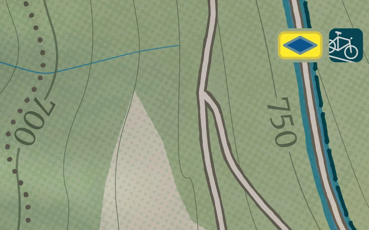 Beispiel für die Kartensignatur einer Wander- und Mountainbikeroute