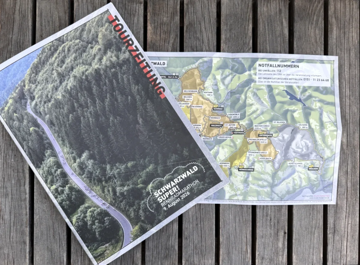 Die Karte des Streckenverlaufs finden die Teilnehmenden in der Tourzeitung und der Stempelkarte