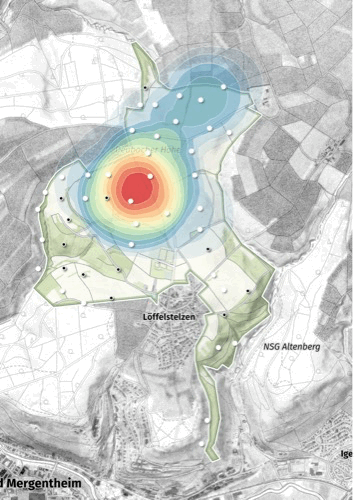 Animierte Heatmap der Balzaktivität des Rebhuhns