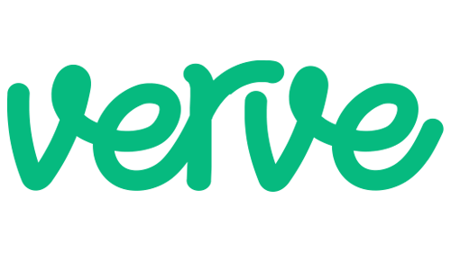 The word 'verve' written in bold, teal-colored cursive font.