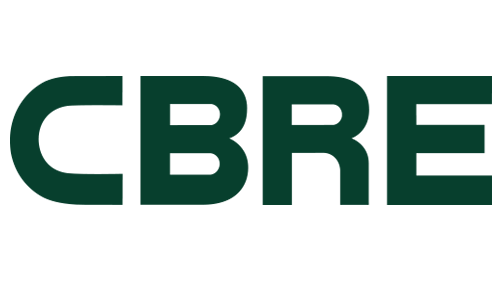 The logo of CBRE, a global commercial real estate services and investment firm.