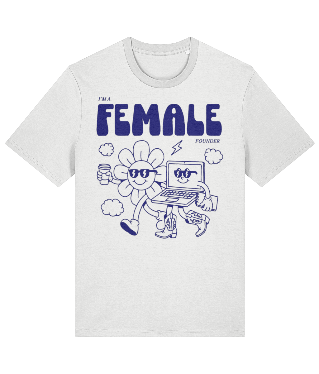 "Daisy & Laptop - I'm a Female Founder" Tee - Blue