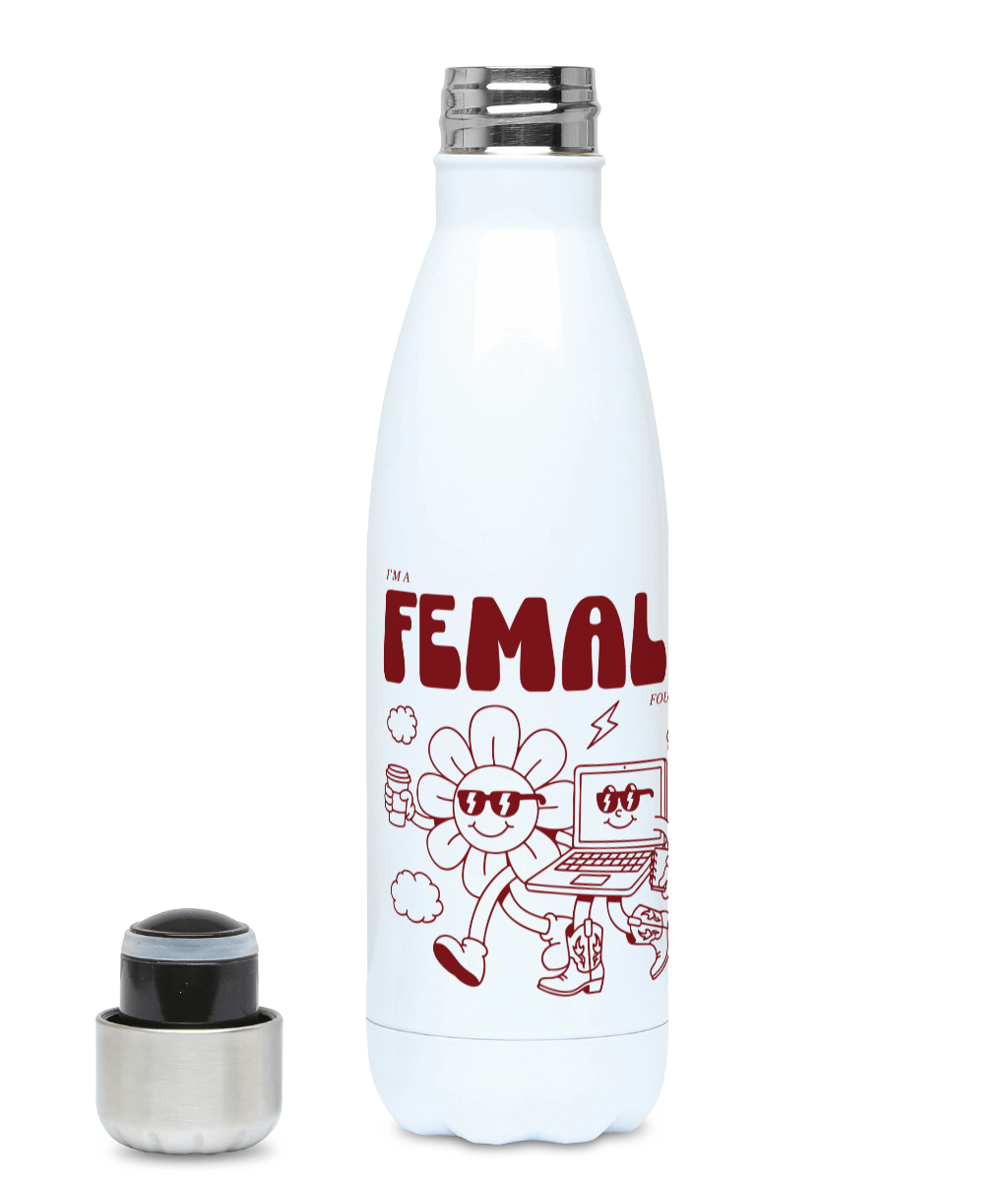 "Daisy & Laptop - I'm a Female Founder " Water Bottle - Burgundy