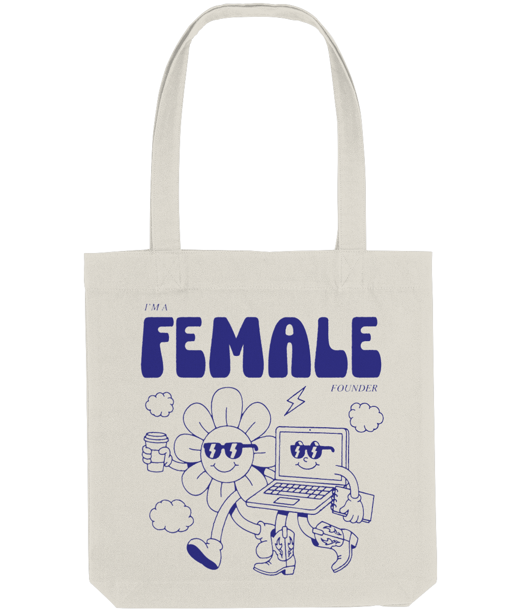 "Daisy & Laptop - I'm a Female Founder" Tote Bag - Blue