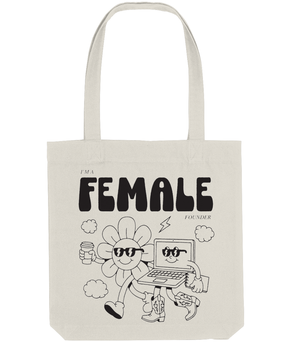 "Daisy & Laptop - I'm a Female Founder" Tote Bag - Black