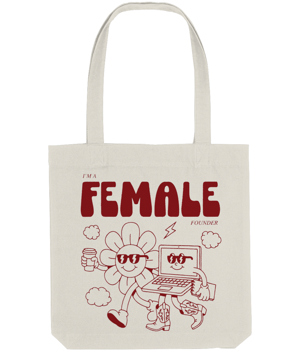 "Daisy & Laptop - I'm a Female Founder" Tote Bag - Burgundy