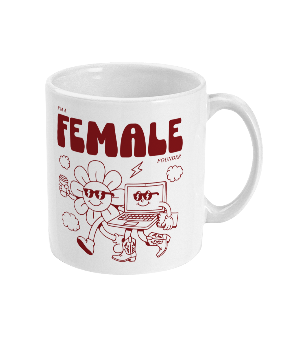 "Daisy & Laptop - I'm a Female Founder" Mug - Burgundy
