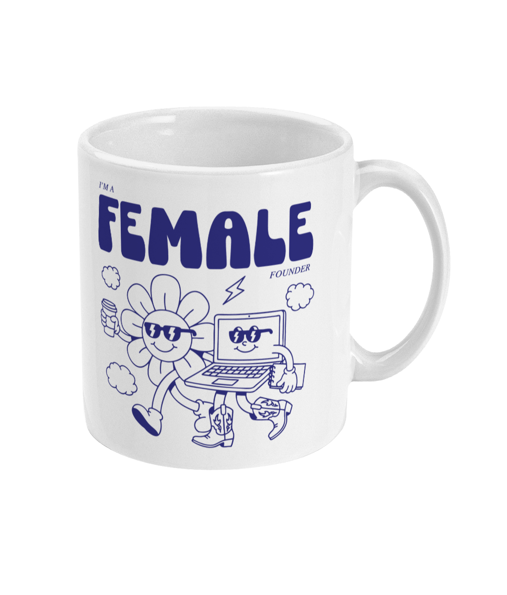 "Daisy & Laptop - I'm a Female Founder" Mug - Blue