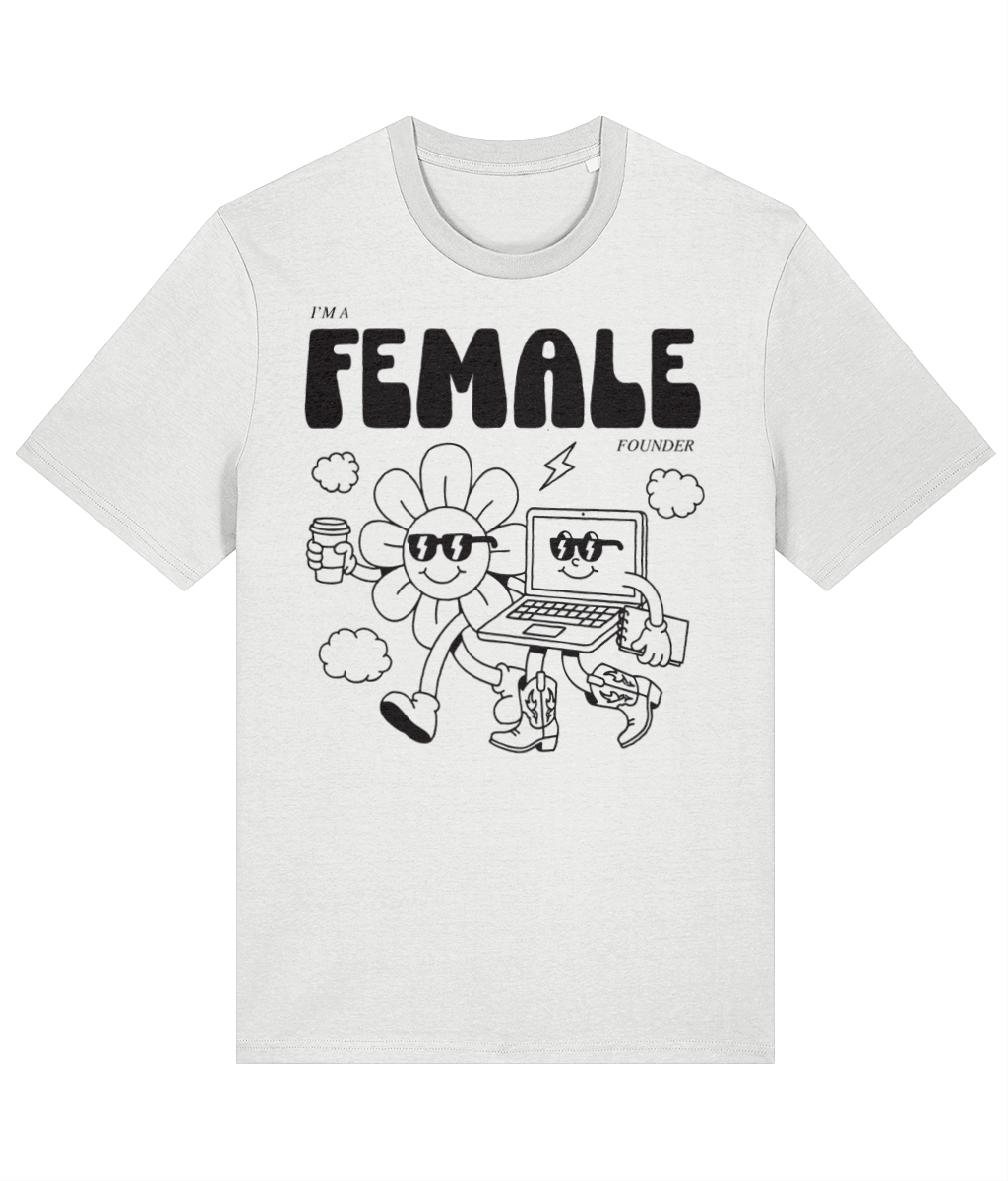 "Daisy & Laptop - I'm a Female Founder" Tee - Black