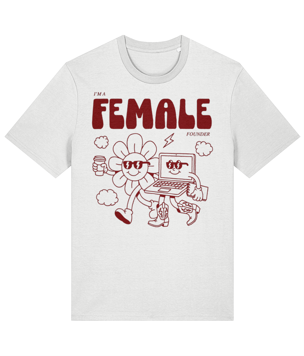 "Daisy & Laptop - I'm a Female Founder" Tee - Burgundy
