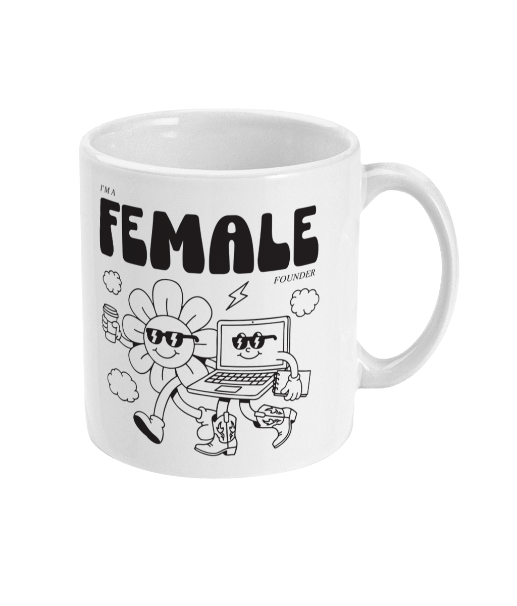 "Daisy & Laptop - I'm a Female Founder" Mug - Black