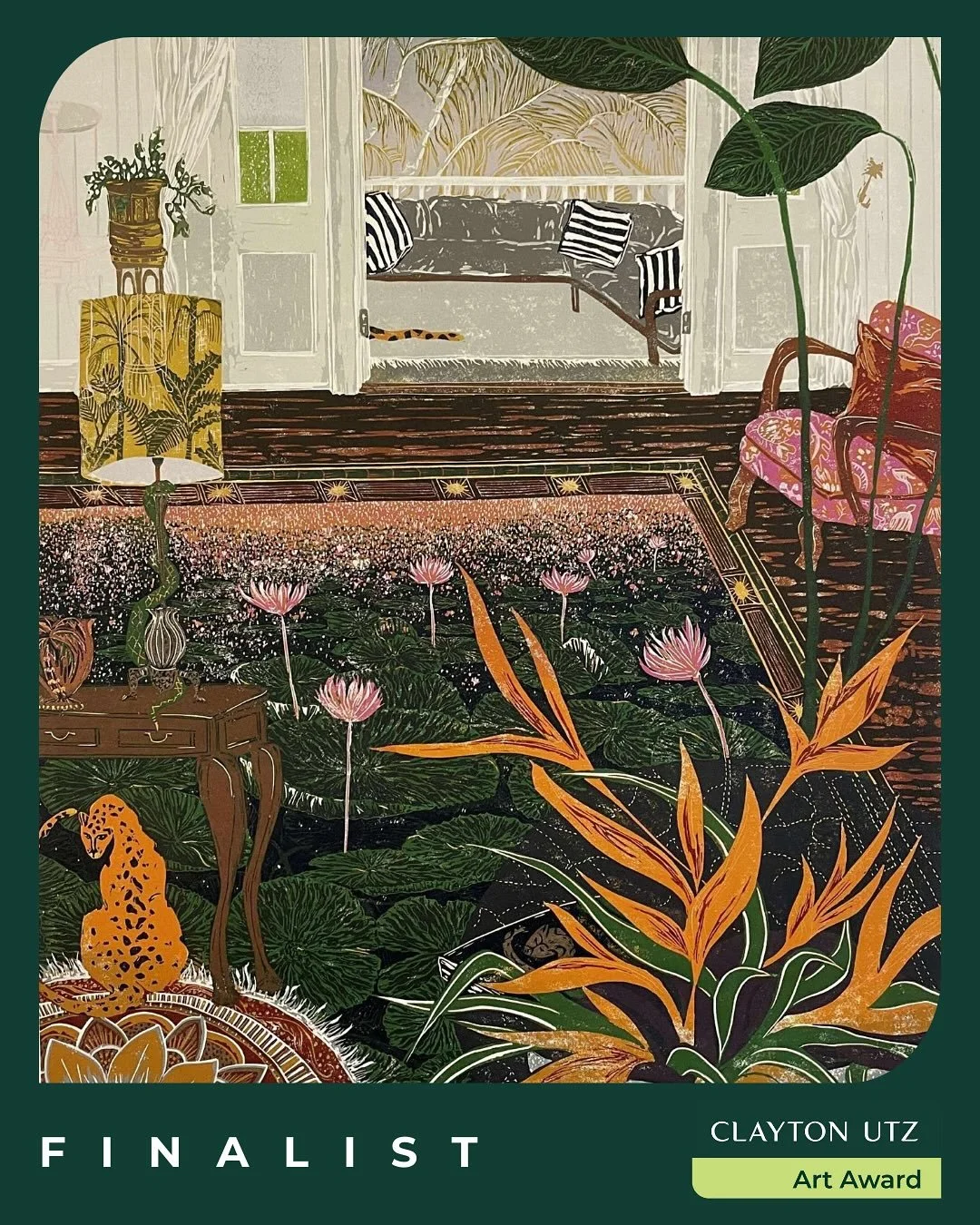 So thrilled my Domestic Wilderness has been selected as a finalist in the 2025 Clayton Utz Art Prize where it will exhibit for 12 months at the Clayton Utz Reception Level, Riparian Plaza Brisbane. 

Congrats to all finalists and I am so grateful to 