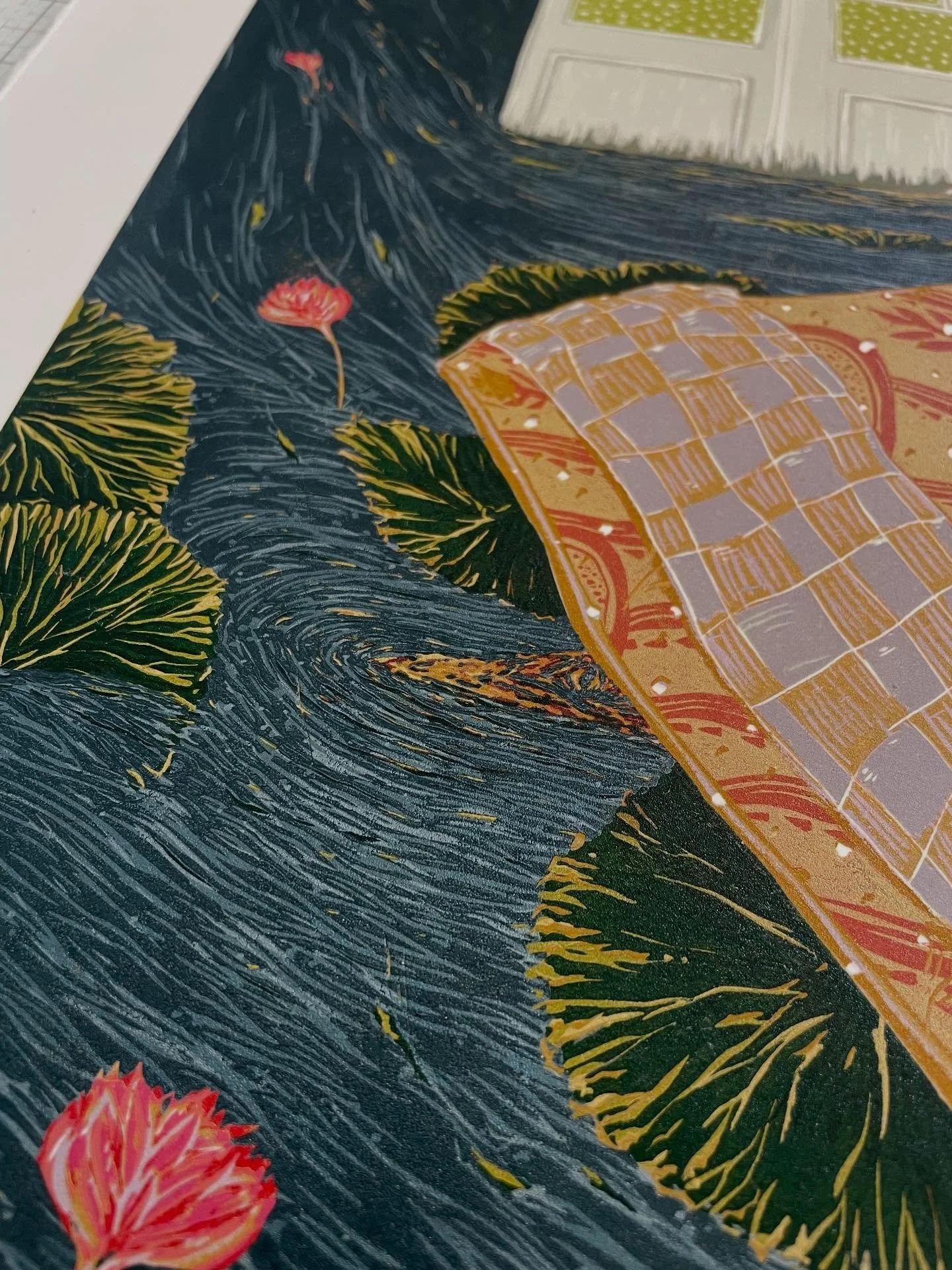 I never considered myself as having patience&hellip; so close to finishing 😳😉

#printmaking #printmakingprocess #reductionprint #reductionlinocut #queenslandartist