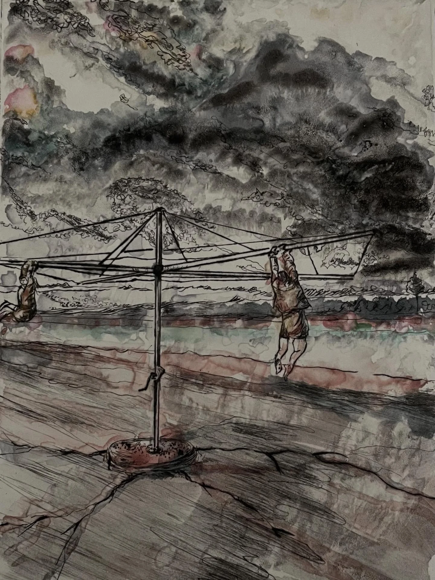 &lsquo;Droughts edge&rsquo;
Copper drypoint watercolour monoprint
33x39 framed $500
Available at Weswal Gallery 
Saddle &amp; Song Exhibition 10th - 31st January 

@weswal_gallery 
#printmaking #australiancontemporaryart #tcmf #weswalgallery