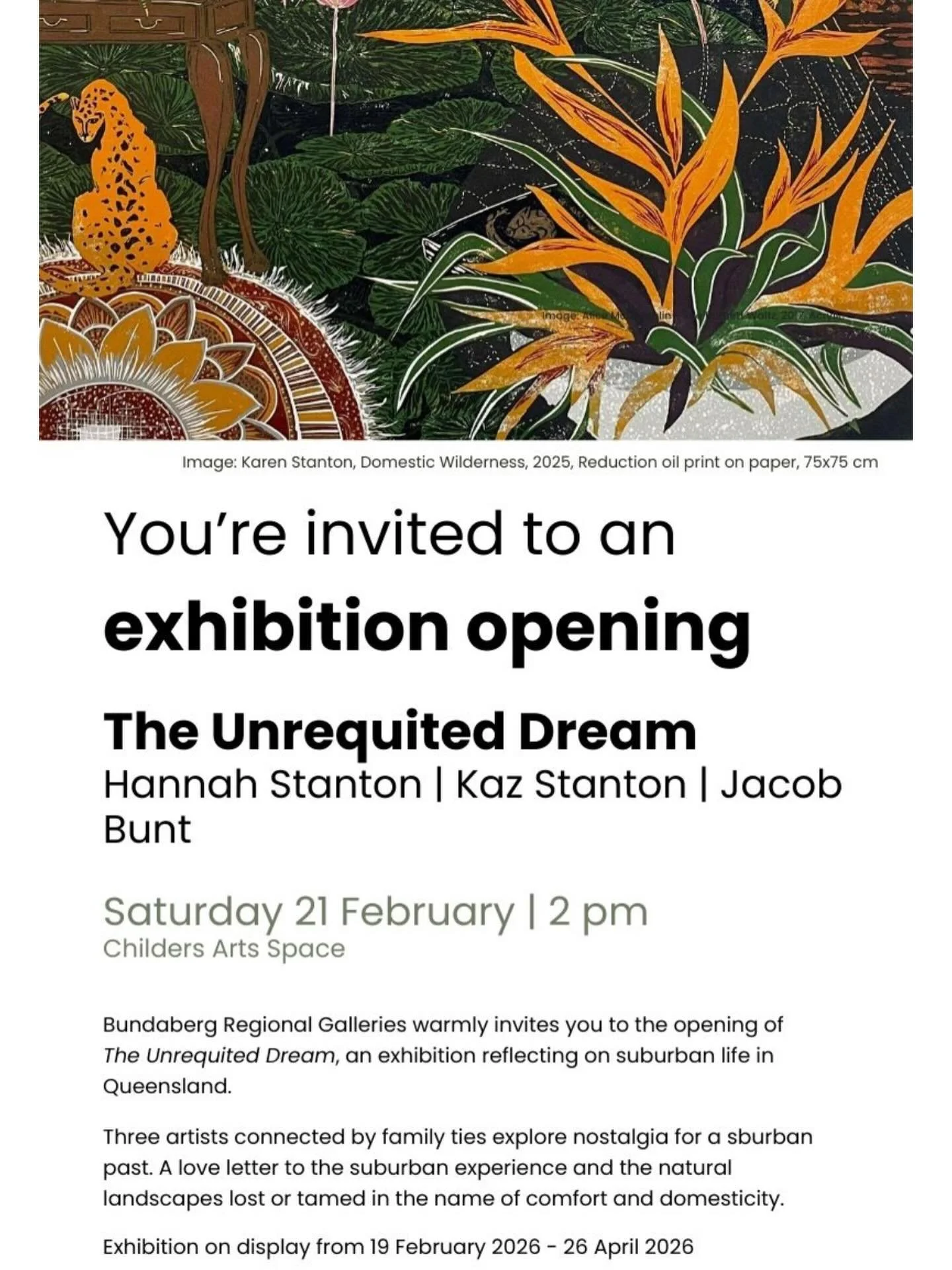 &lsquo;The Unrequited Dream&rsquo; Open from 20th Feb till 26th April at Childers Art Space 😊 @hannah.clare.stanton @jbunt_artist