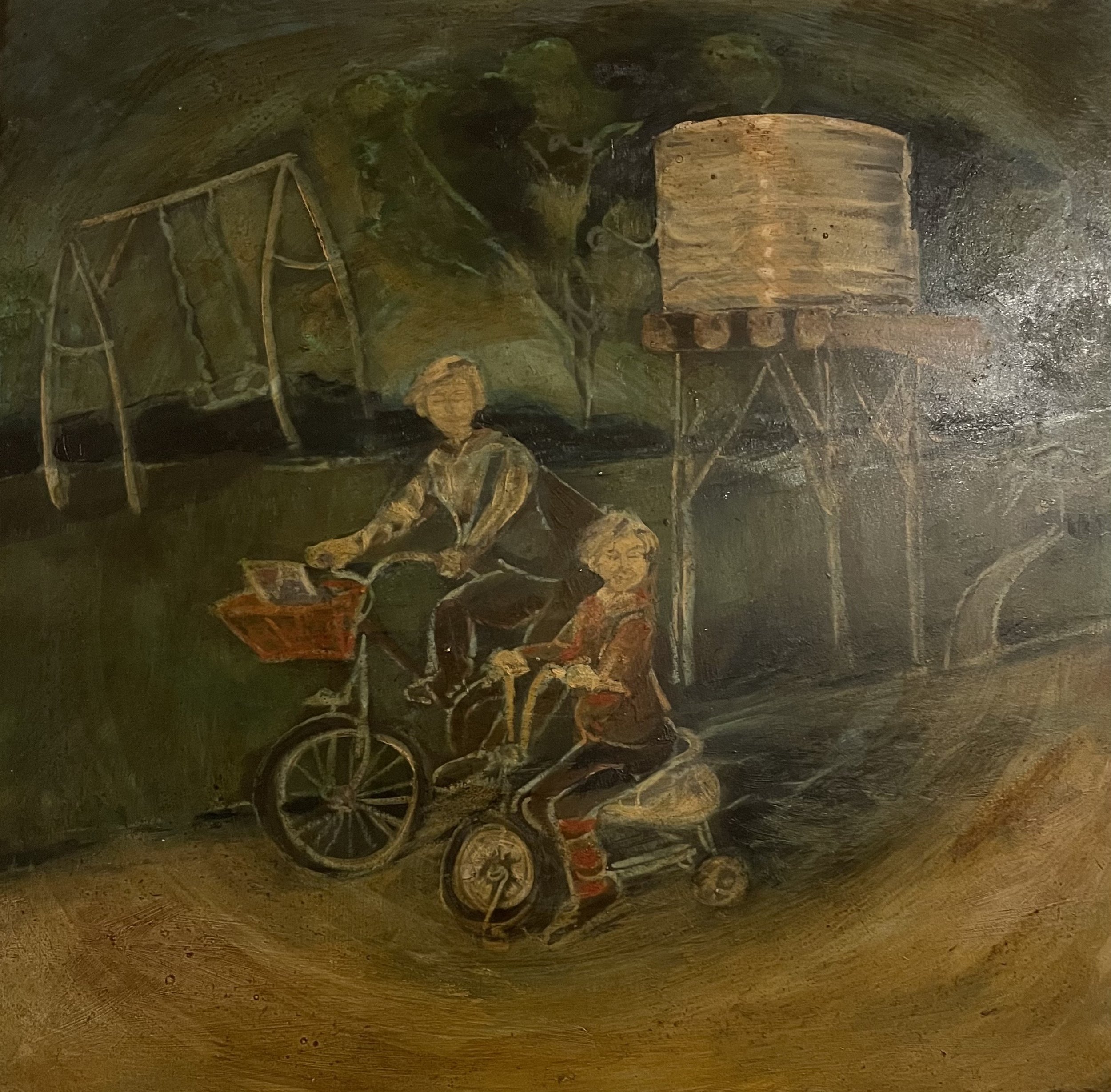 Sepia On Trikes Study Two|Oil on Board|30x30cm