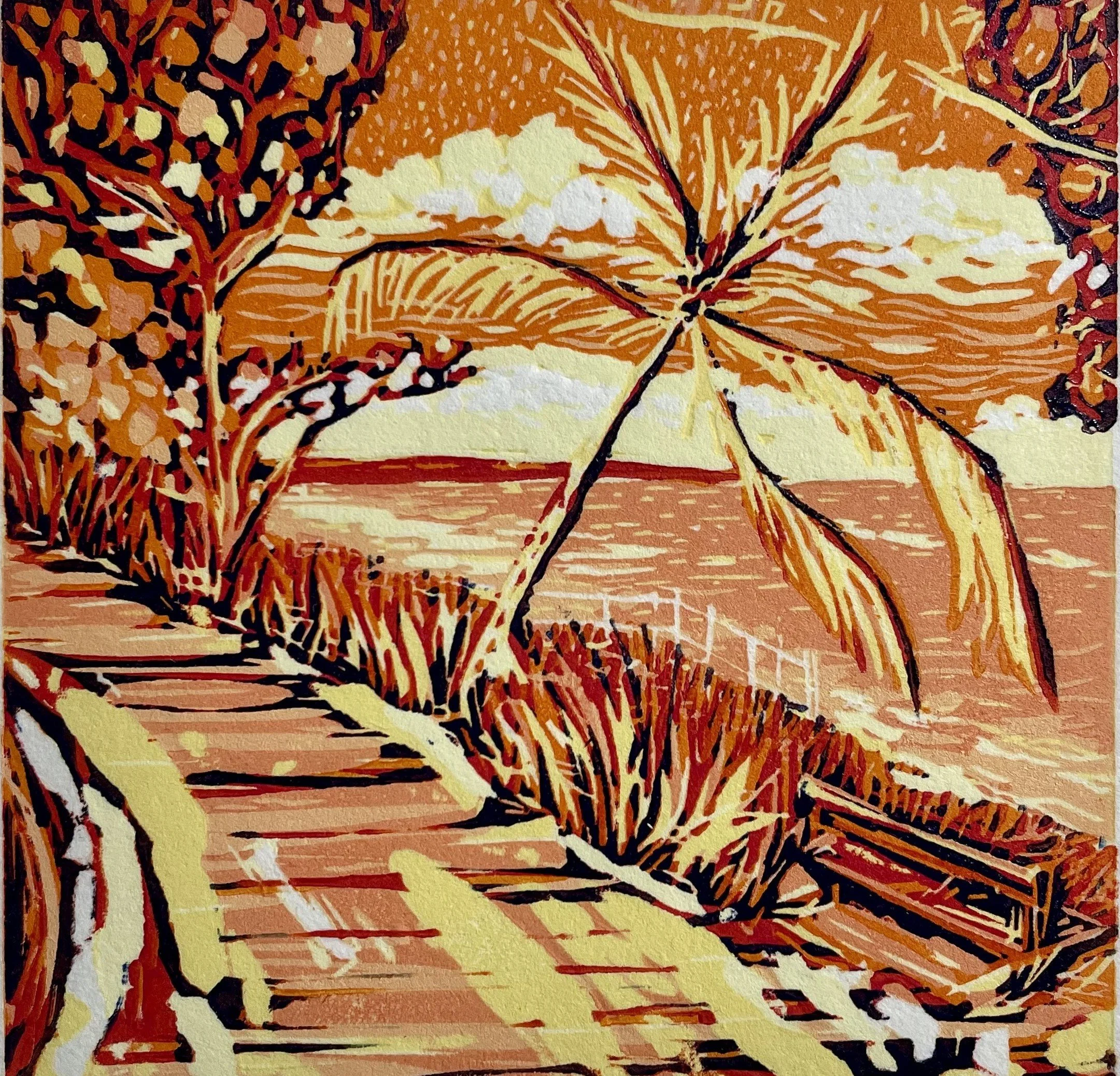Morning Walk Two|Edition of 15|Awagami Bamboo Select Paper|14x14cm|$75.00 print only|contact me for details