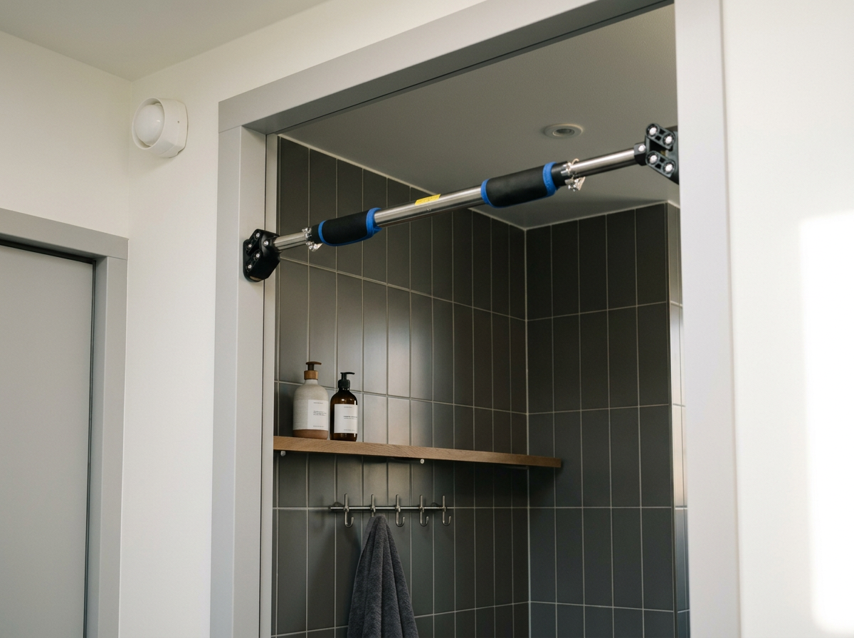 A home pull up bar that is safe and secure to mount on a doorframe. Required no screws, no drilling and easily adjustable to suit your calisthenics training, doing pull up, hanging, rows and more.