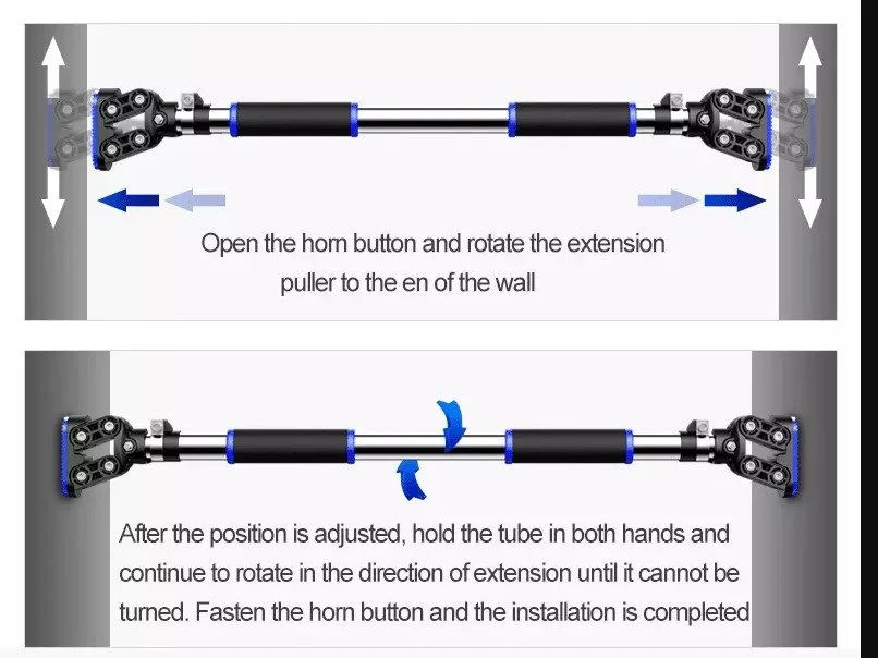 1. Secure, Adjustable Fit. Fits door frames from 72–92 cm wide. Easily adjust the bar to your door-frame width and create a tight, secure fit — without screws or drilling.