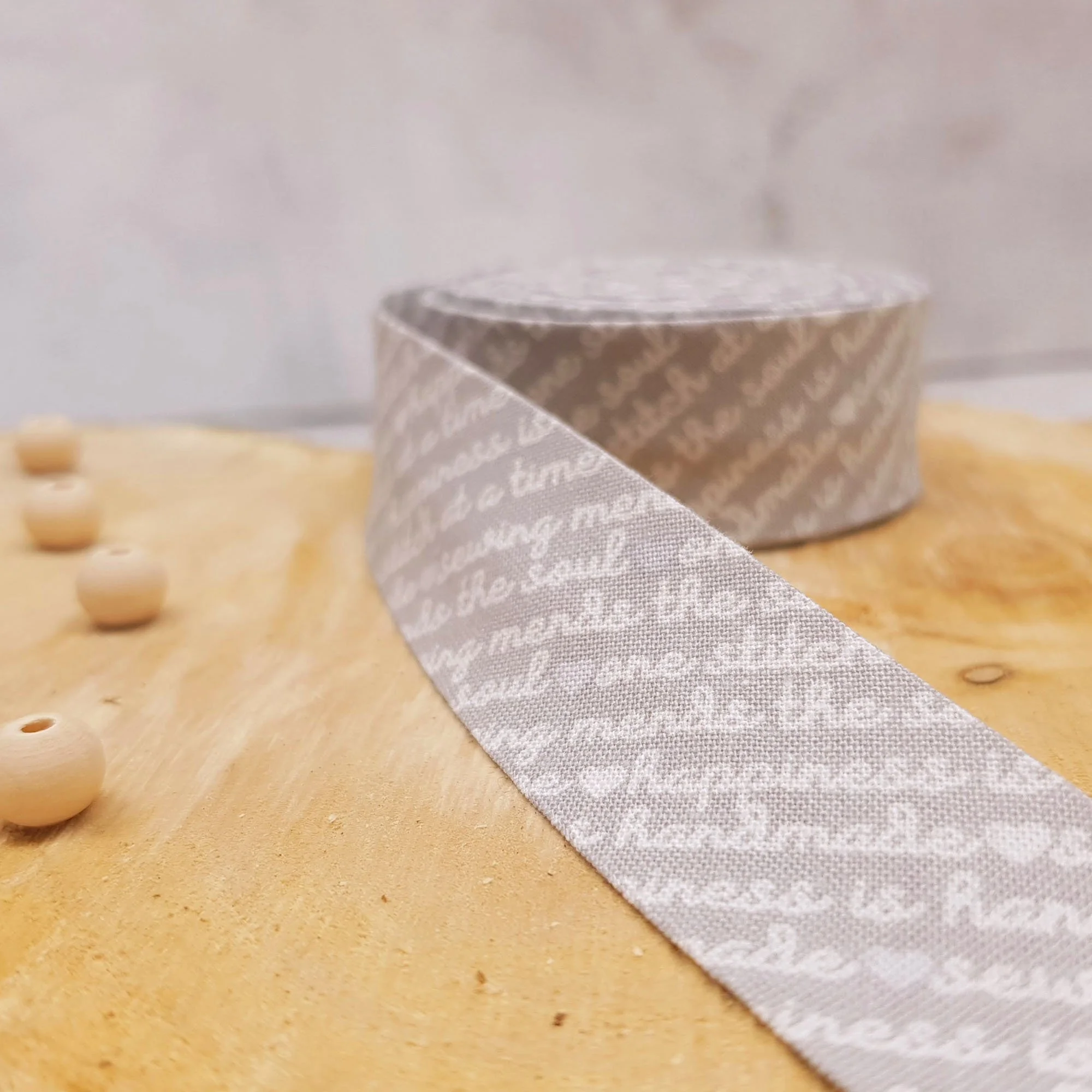 Grey Bias Tape For Binding - Single or Double Fold - Elastic Cotton - Riley Blake Designs Fabric, 25mm