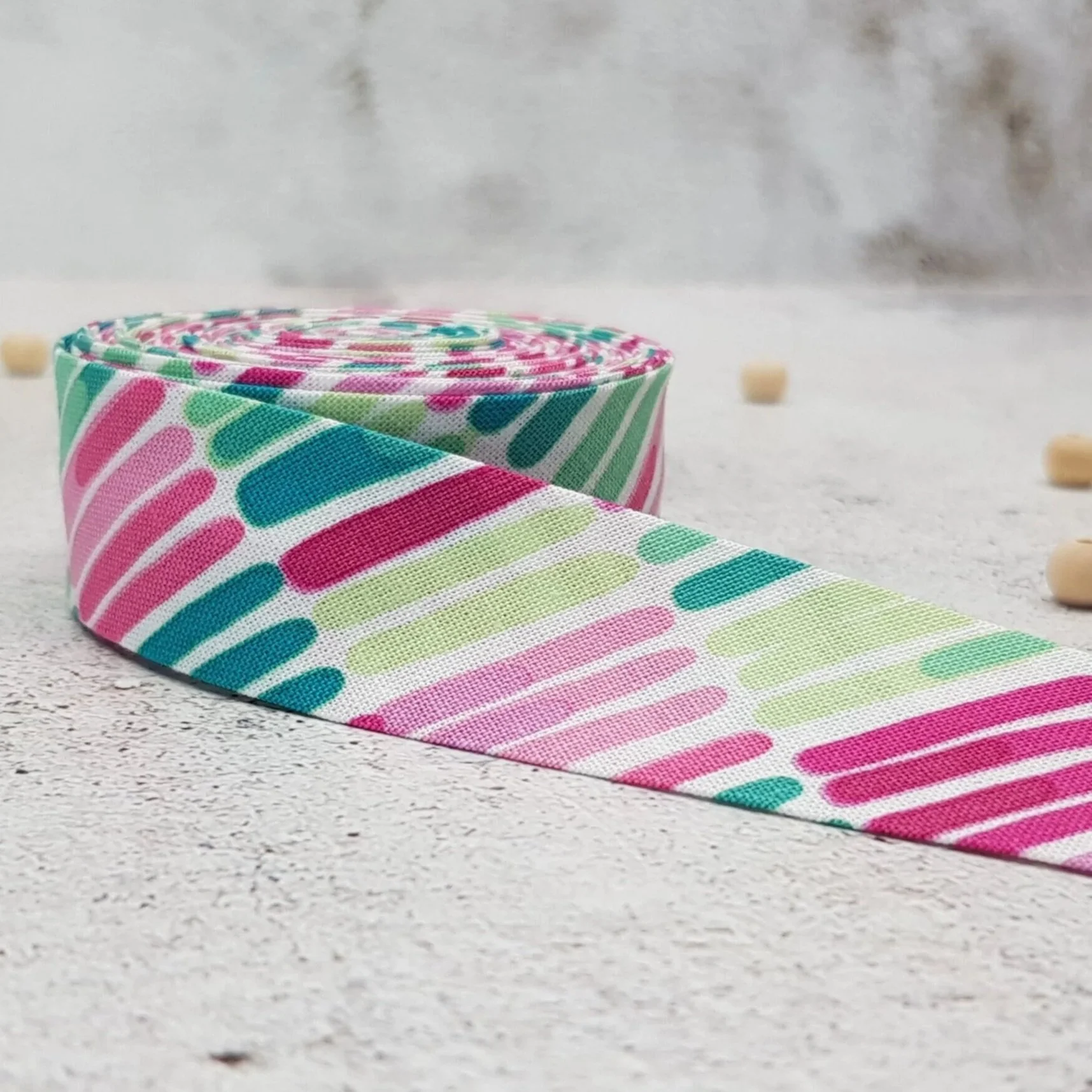 Riley Blake Multicolour Striped Cotton Bias Binding Tape, 25mm