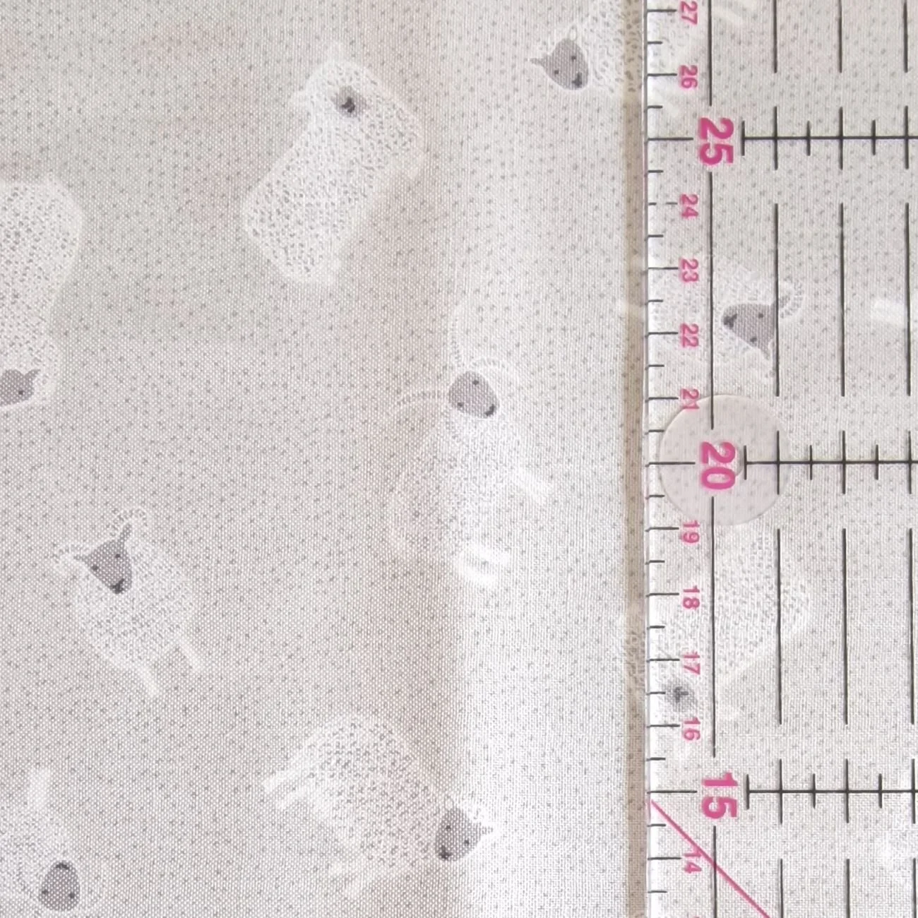 Dark cream cotton fabric in white pattern - farm animals collection