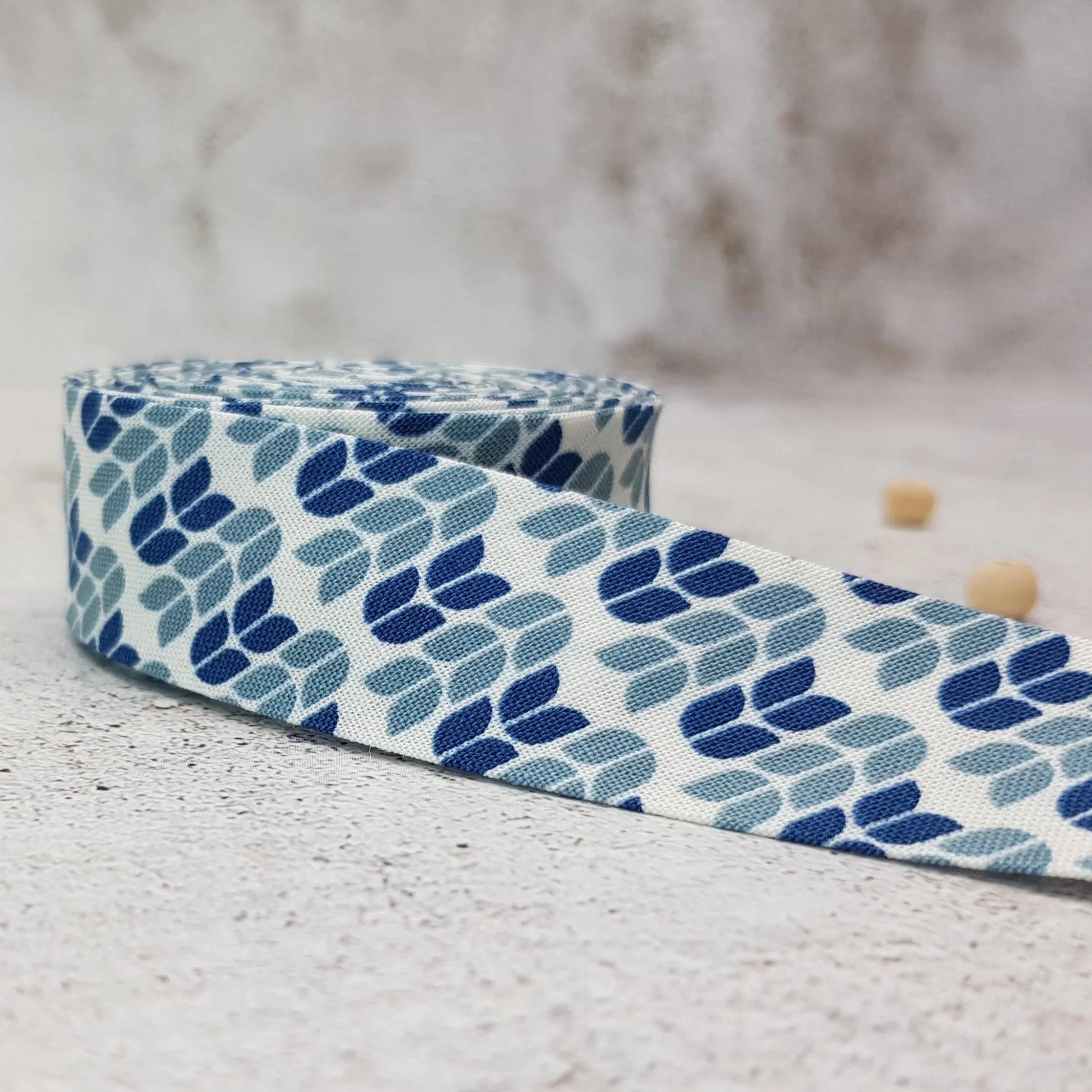 Blue Elastic Cotton Bias Tape – 25mm, by Riley Blake Designs