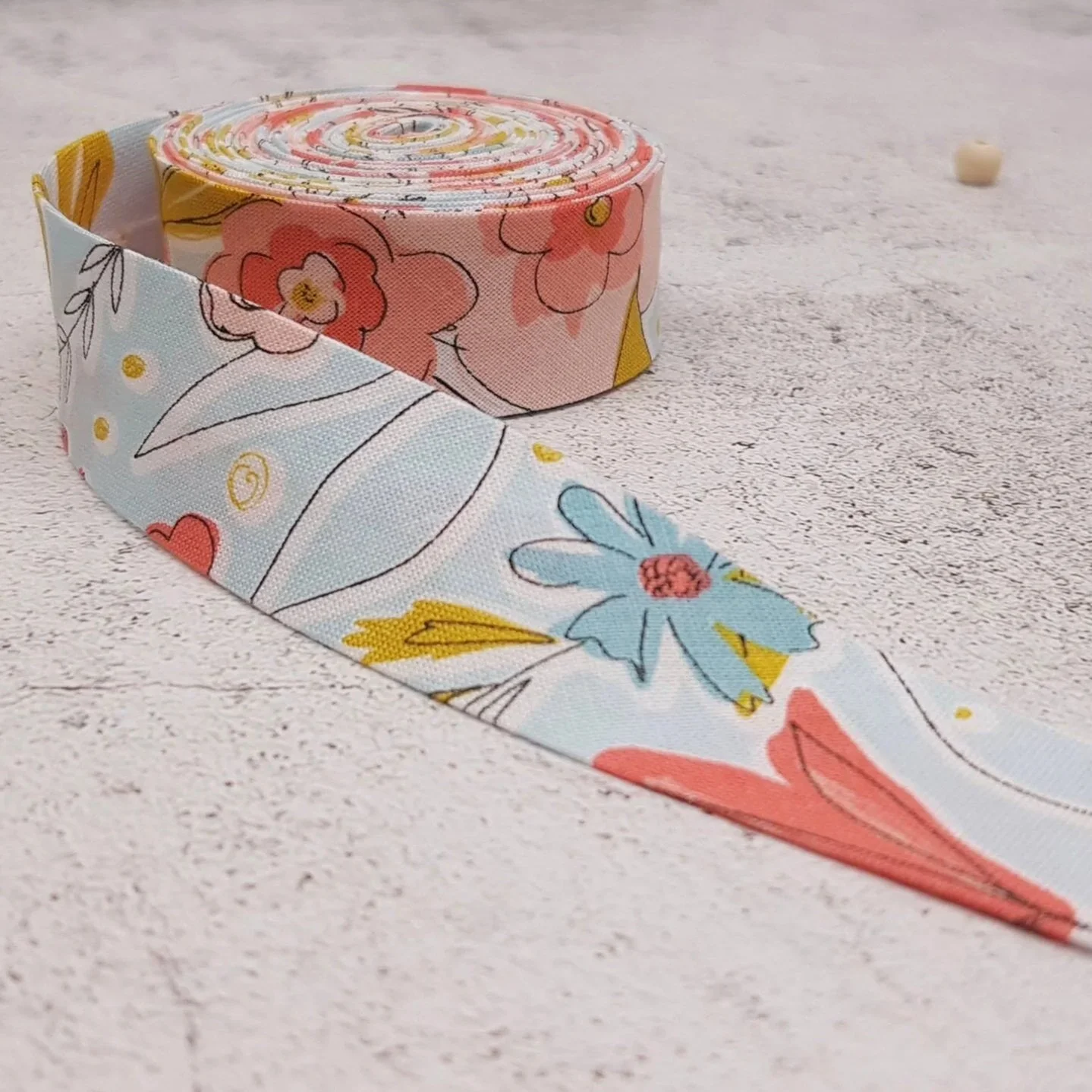 Riley Blake Blue & Orange Floral Cotton Bias Binding Tape – 25mm