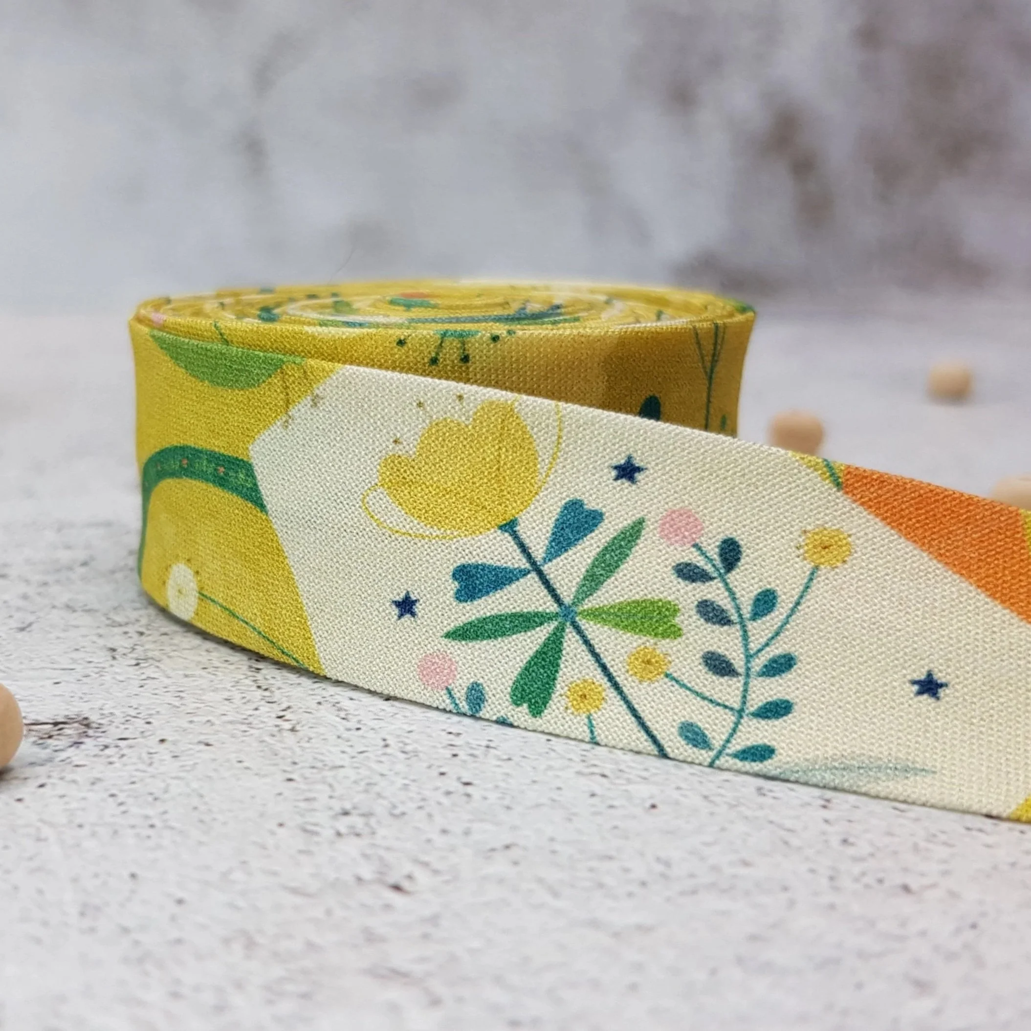 Yellow Garden Cotton Bias Binding Tape – 25mm, Dashwood Studio