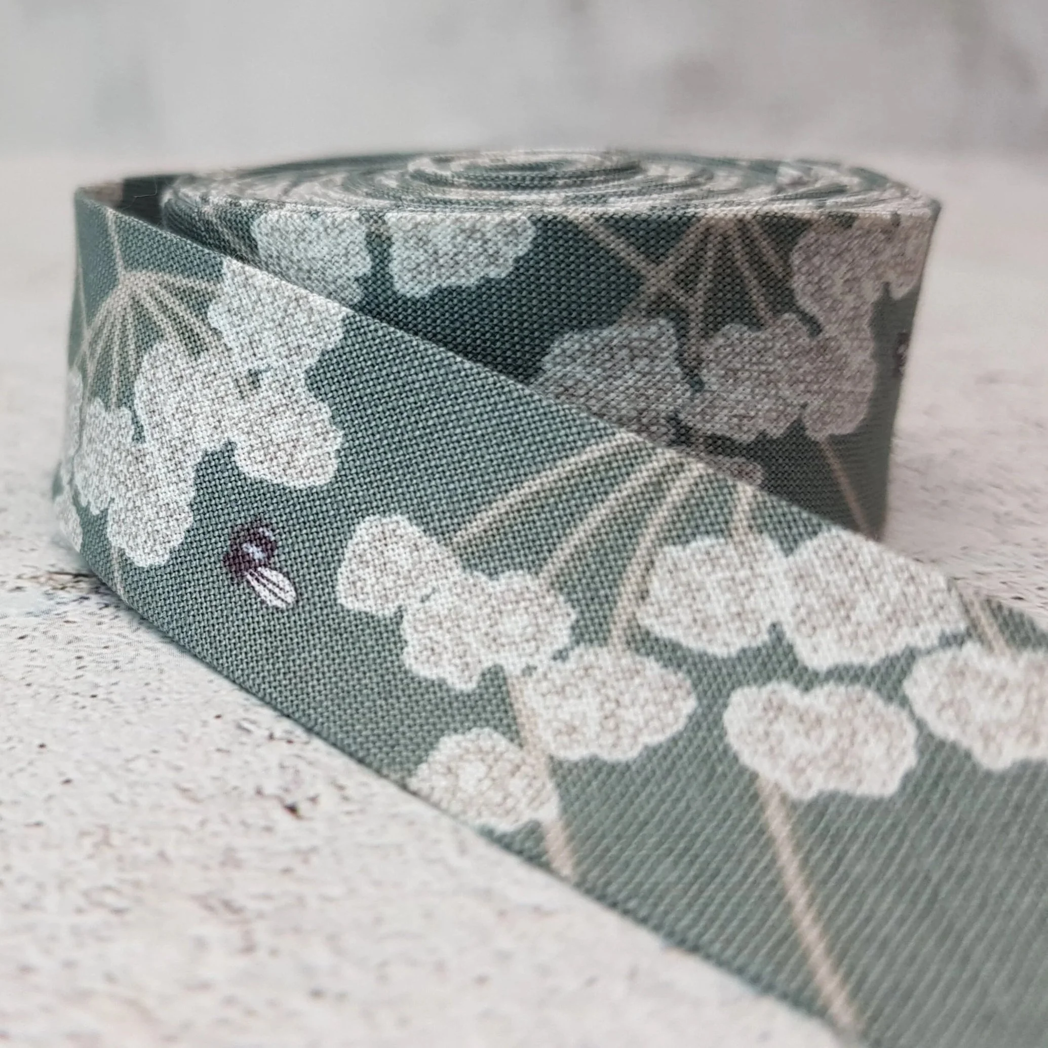 Lewis and Irene Country Life green floral bias tape