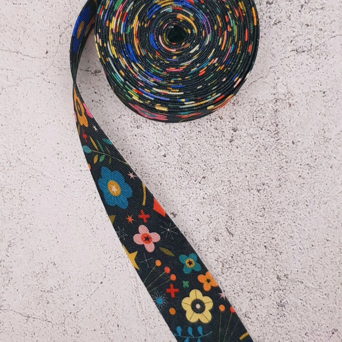 Dashwood Studio Tree of Life Black Multicolour Cotton Bias Binding Tape, 25mm Double Fold