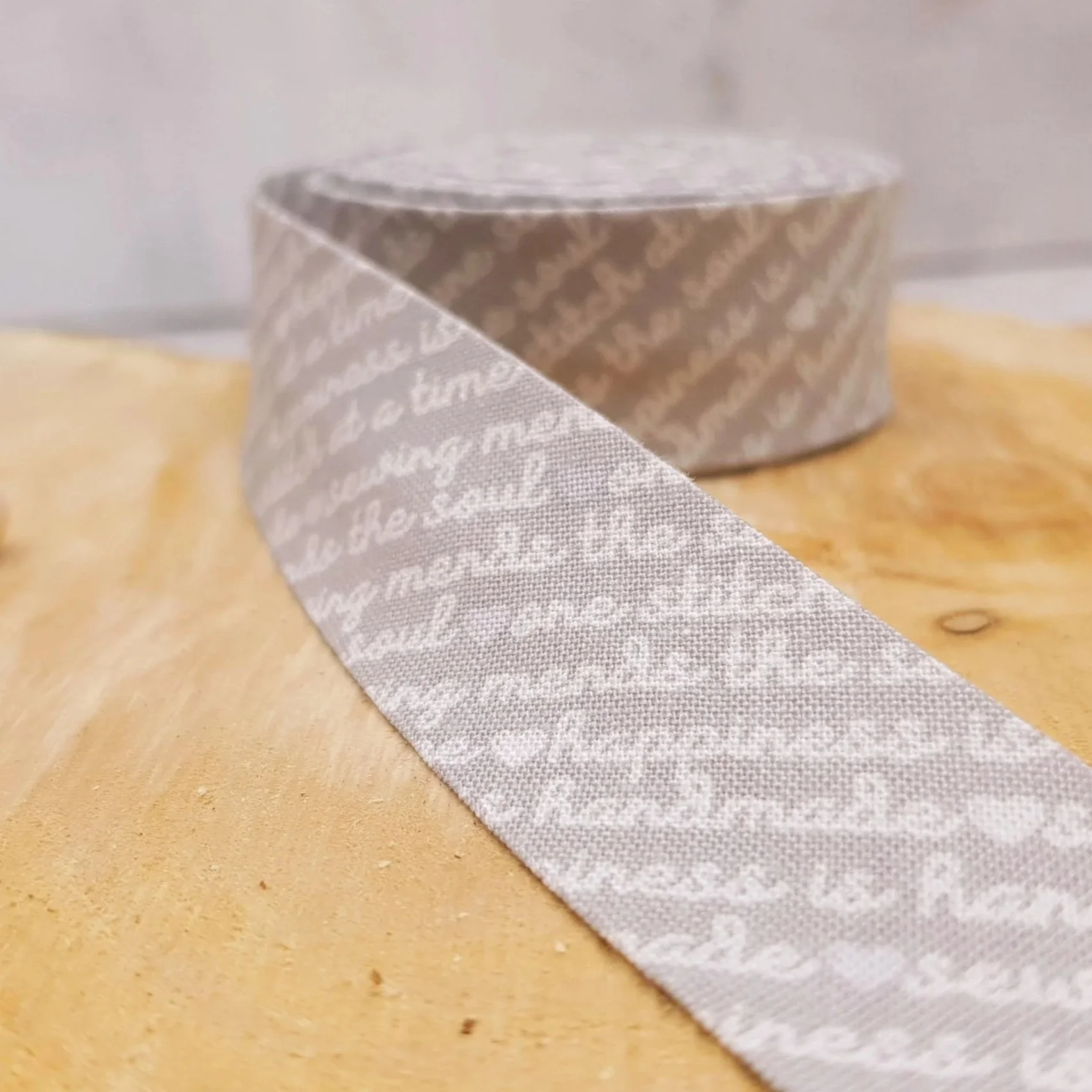 Grey Bias Tape For Binding - Single or Double Fold - Elastic Cotton - Riley Blake Designs Fabric, 25mm