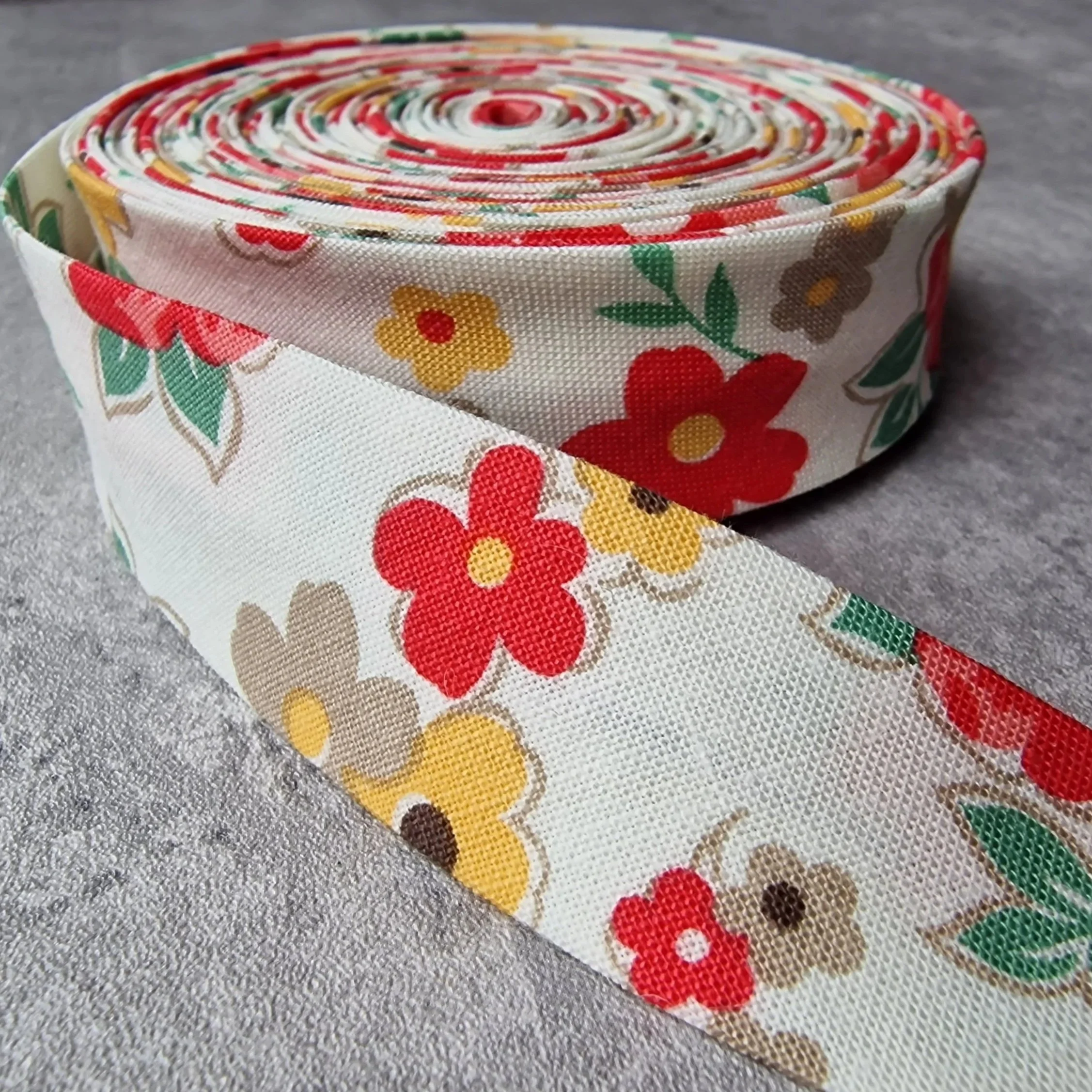 Riley Blake White Floral Cotton Bias Binding Tape – 25mm