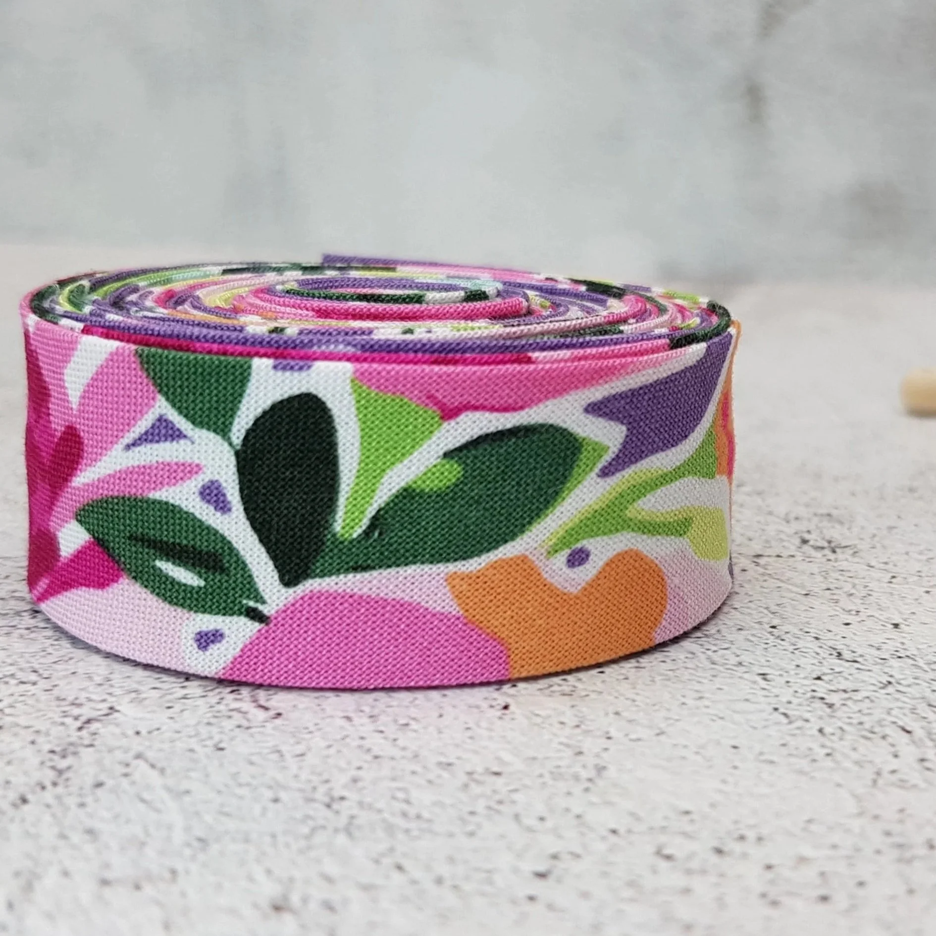 Riley Blake Multicolour Flowers on Purple Cotton Bias Binding Tape, 25mm / 1"