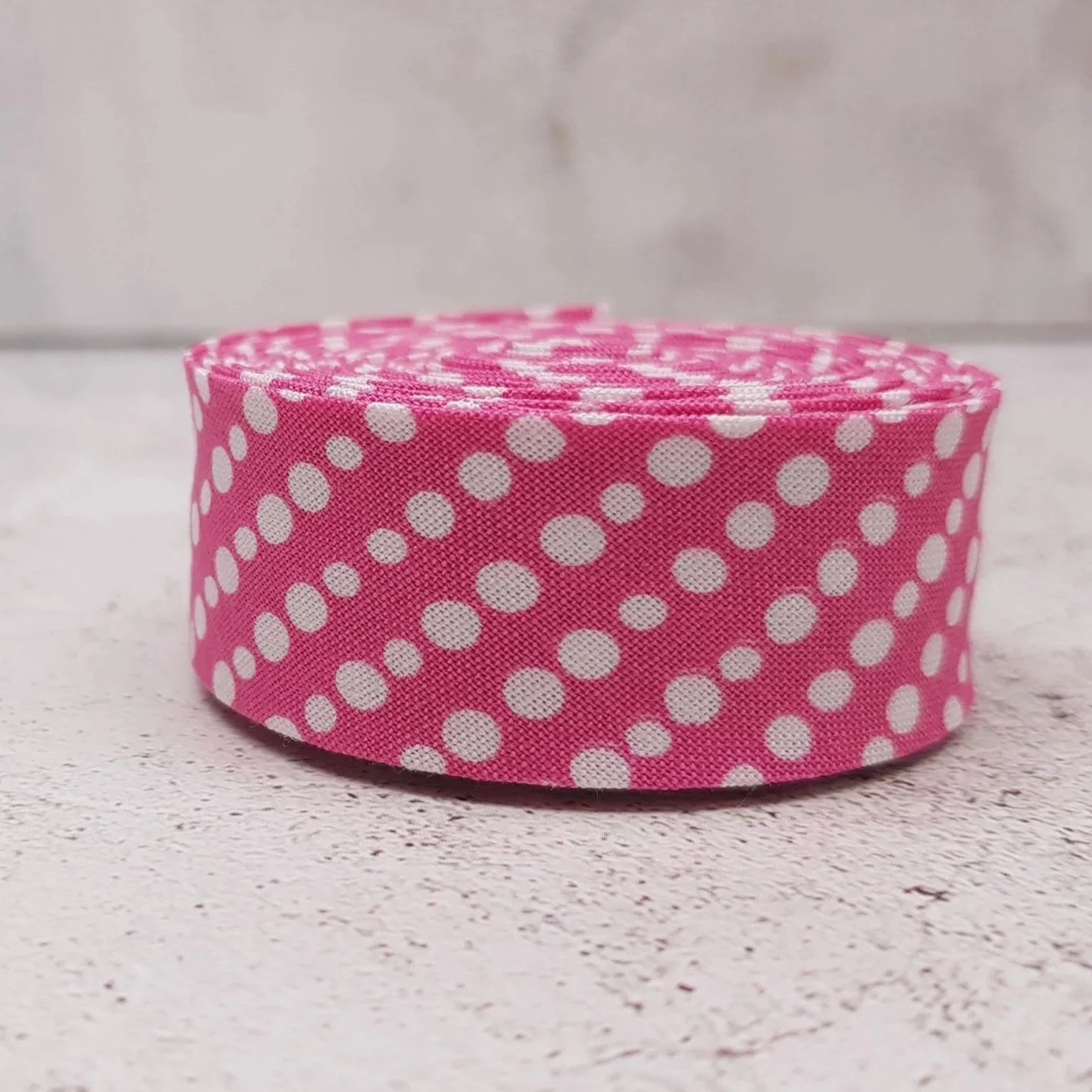 Pink Dotty Handmade Cotton Bias Binding Tape – 25mm, Single or Double Fold