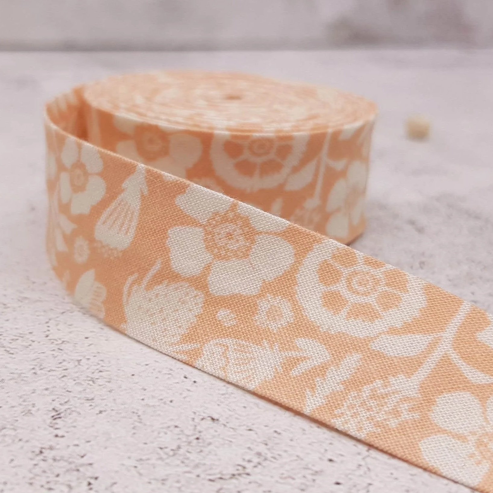 Riley Blake Orange and White Elastic Cotton Bias Tape, 25mm