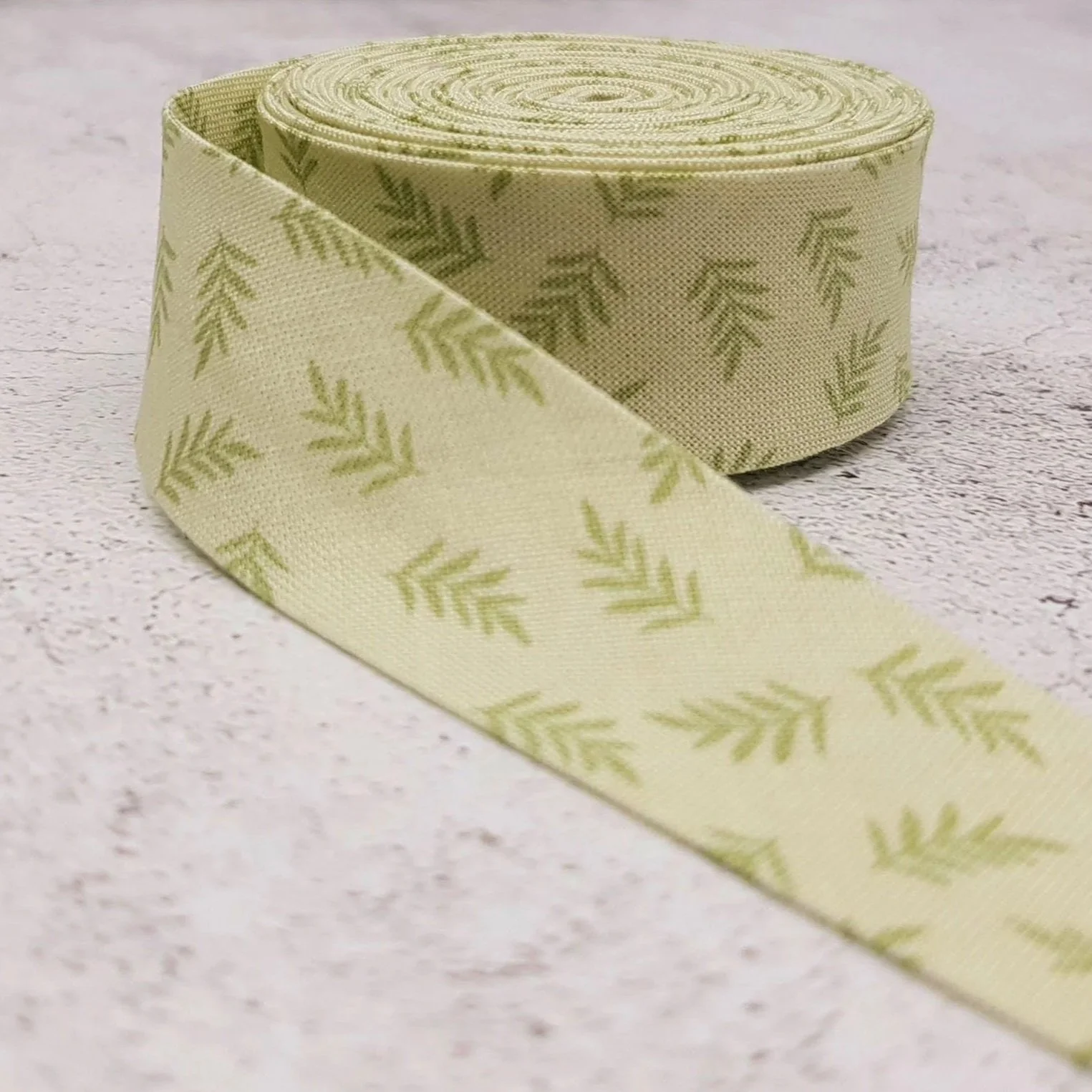 Riley Blake Soft Green Patterned Cotton Bias Binding Tape, 25mm