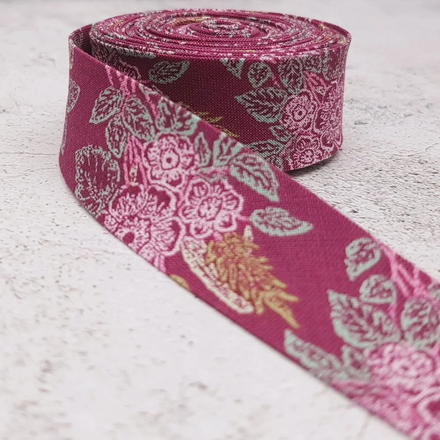 Riley Blake Pink Floral Cotton Bias Binding Tape, 25mm, Handmade and Elastic