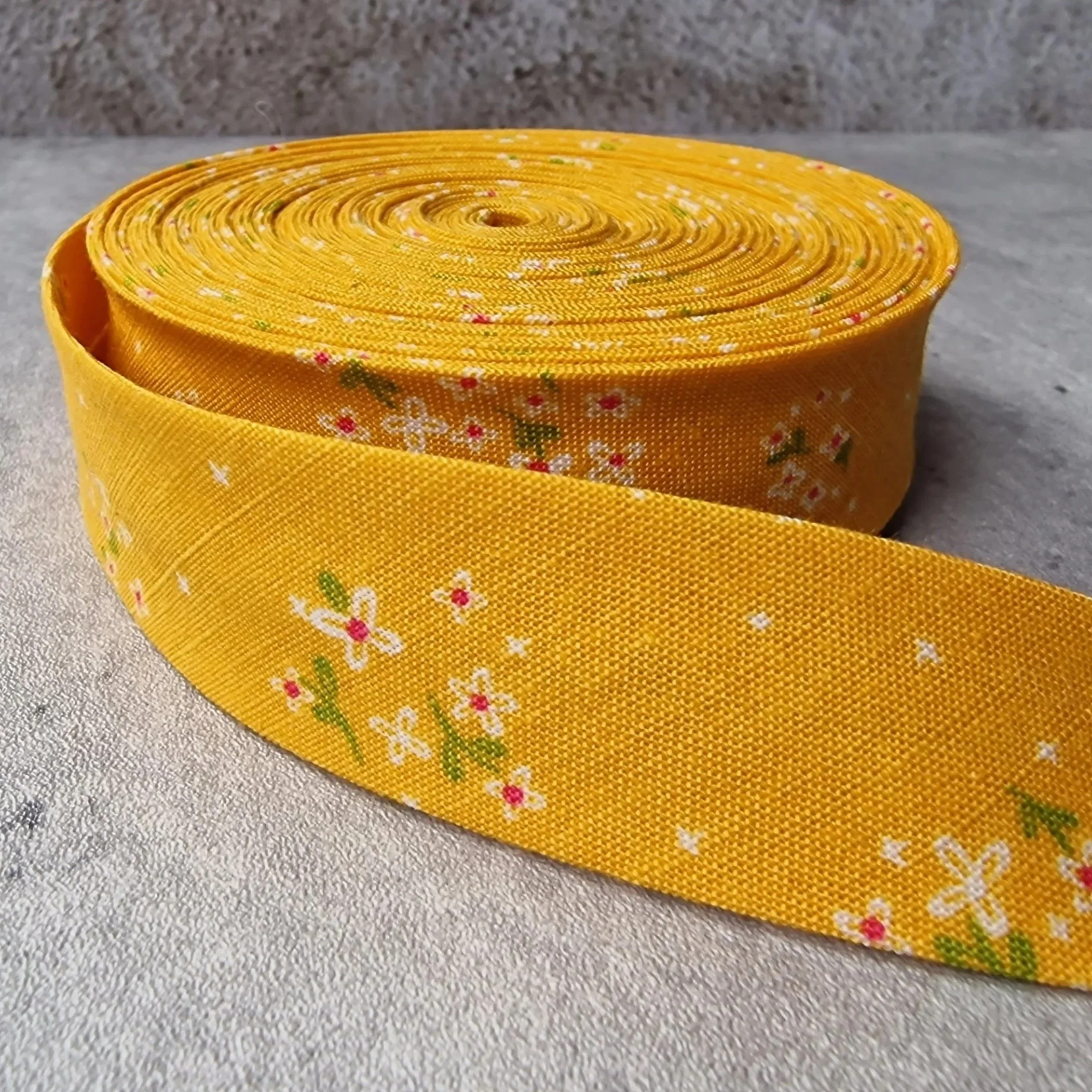 Riley Blake Yellow Floral Cotton Bias Binding Tape, Handmade, 1 Inch