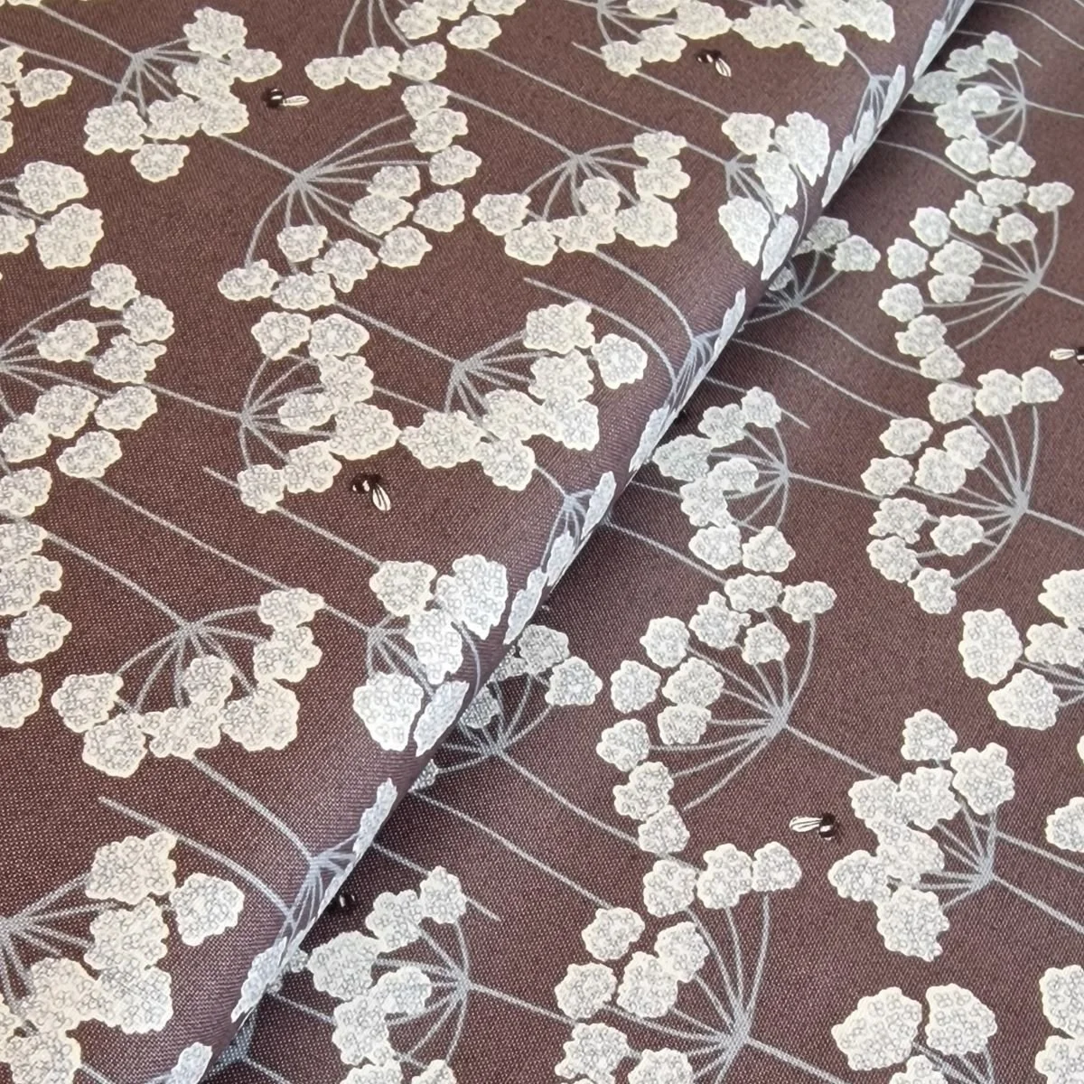 Dark grey purple background with light grey florals from Countrylife collection by Lewis and Irene