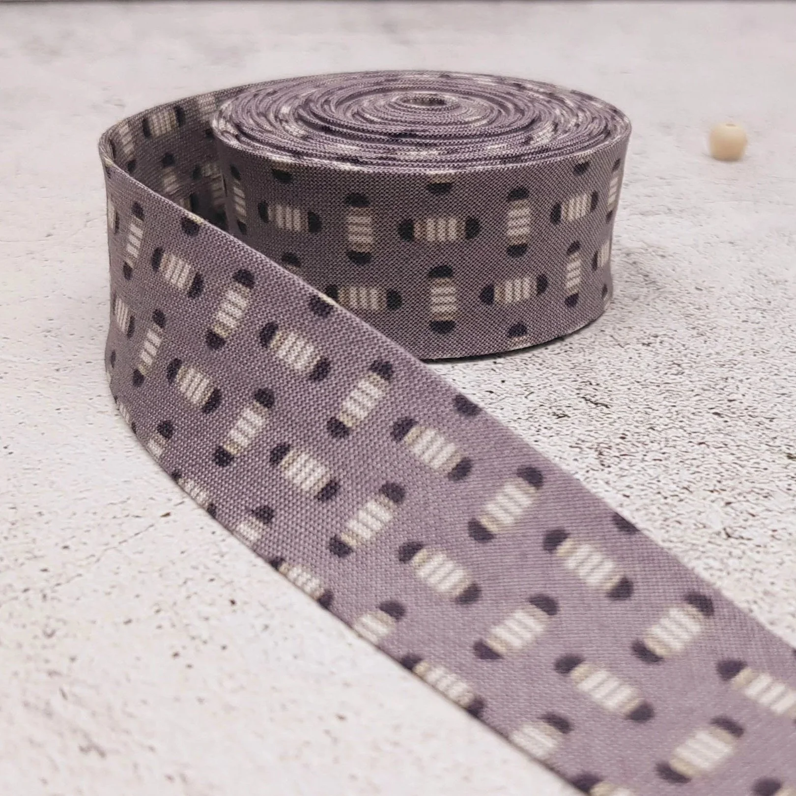 Makower Dark Grey-Brown Bias Binding Tape – 25mm / 1" - Sold by Metre or Yard