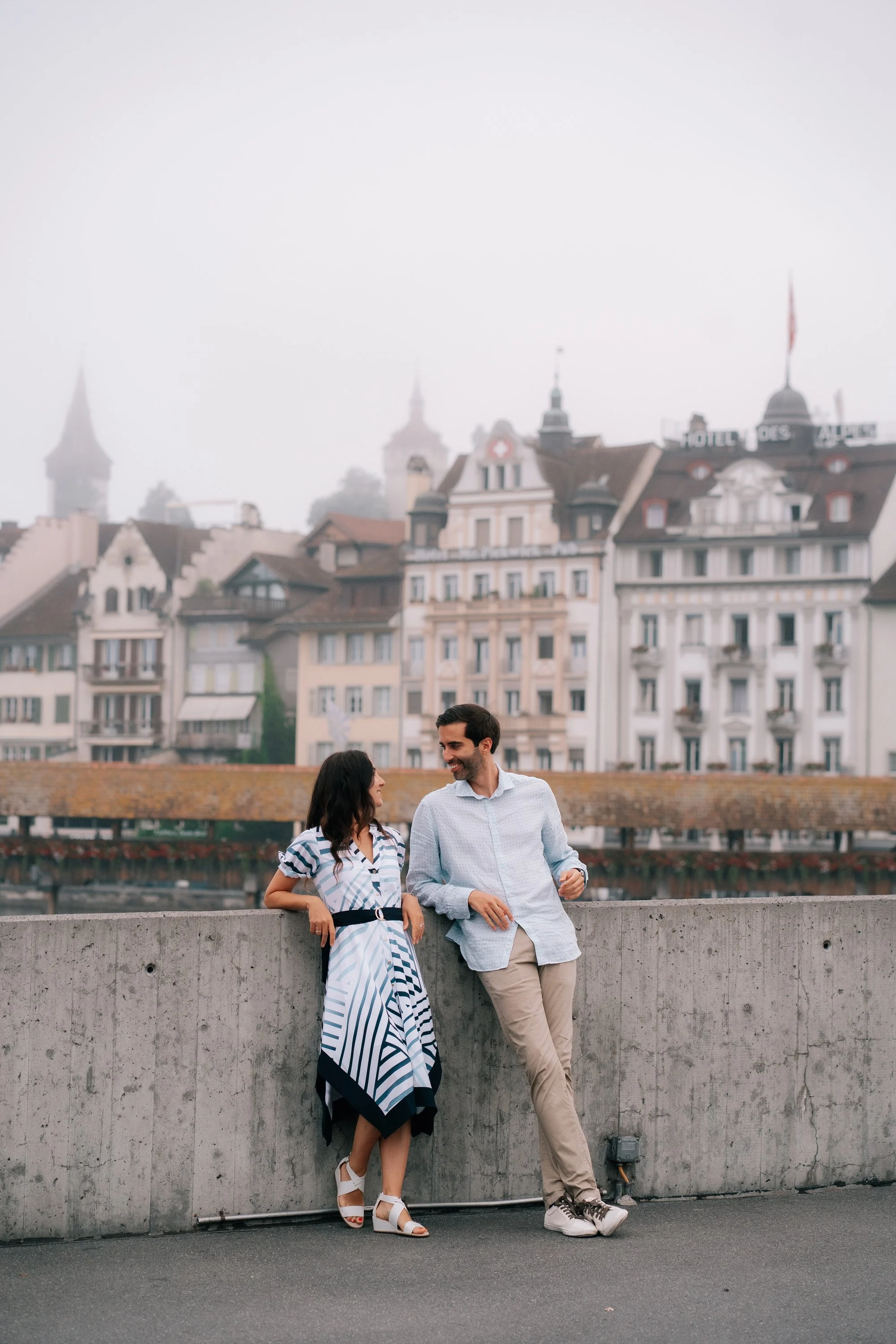 Swiss Morning Fog Couple Portraits in Luzern