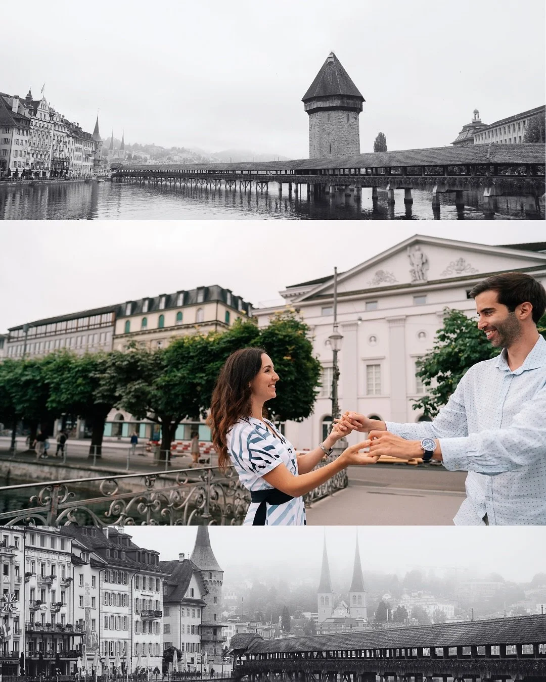 A foggy morning in Lucerne turned into a golden day ✨ Tis was the perfect backdrop for Nora and Florian&rsquo;s couple photoshoot with their dog, &Ouml;d&ouml;n 🐶 Lucerne greeted us with a calm, misty morning that felt straight out of a dream. It is