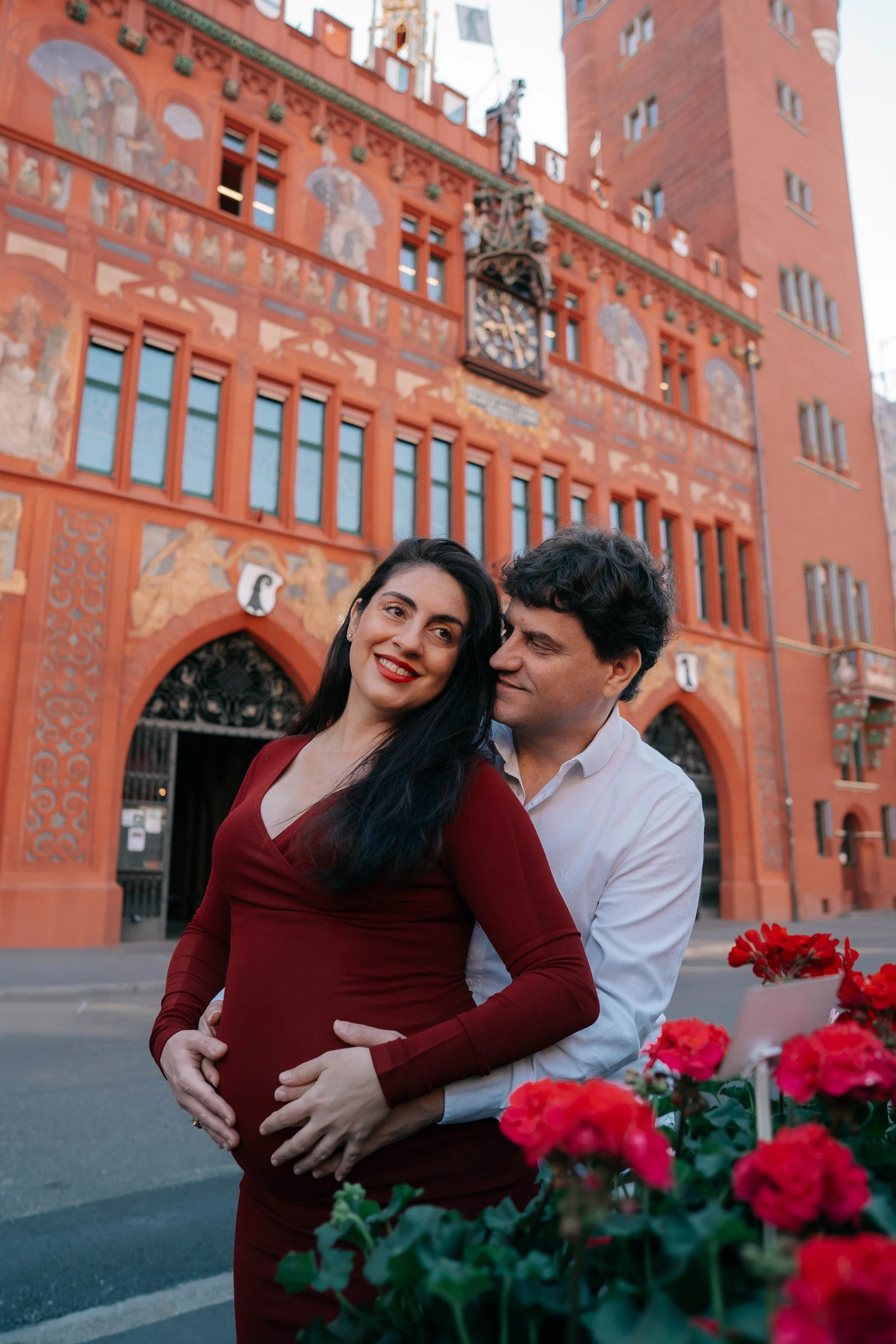 Elegant couple photoshoot in Basel Rathaus Marktplatz