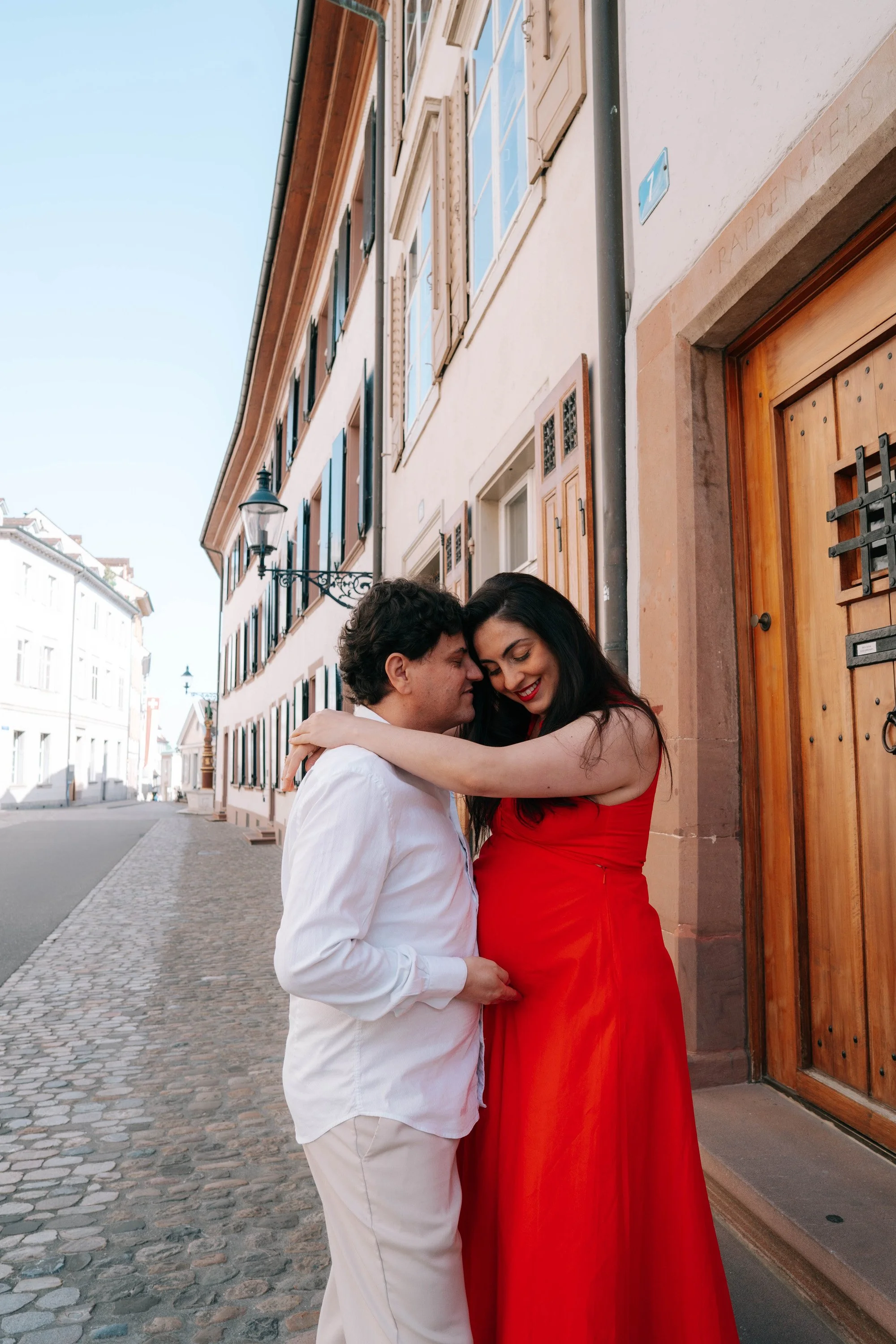 Maternity photography in Old Town Basel, Switzerland