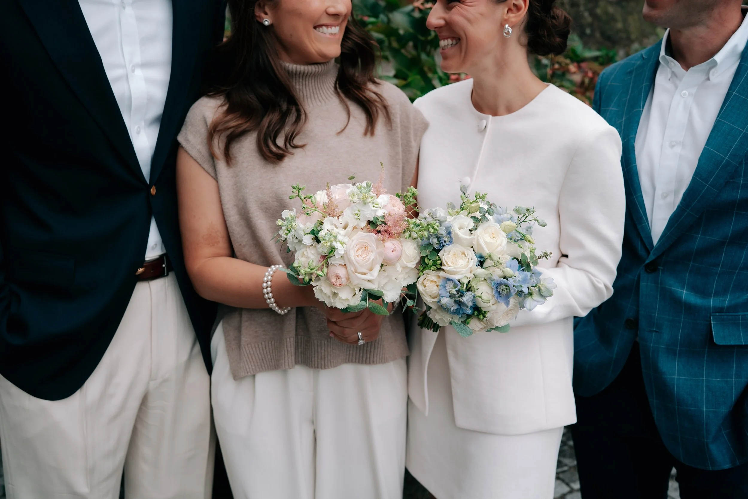 Bride and Groom at Zurich Stadthaus Entrance