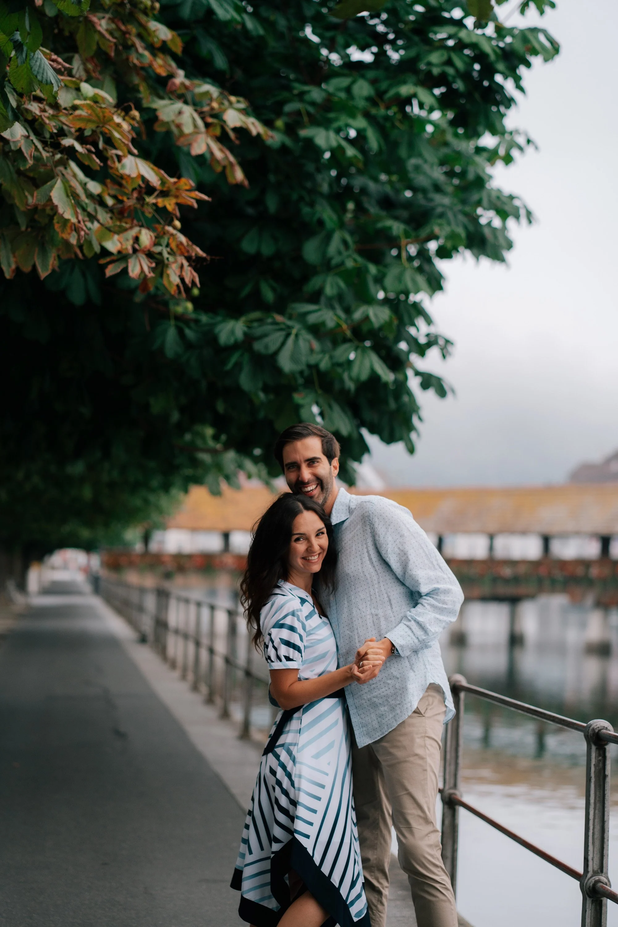 Switzerland Vacation Couple Portraits by Lucerne’s River
