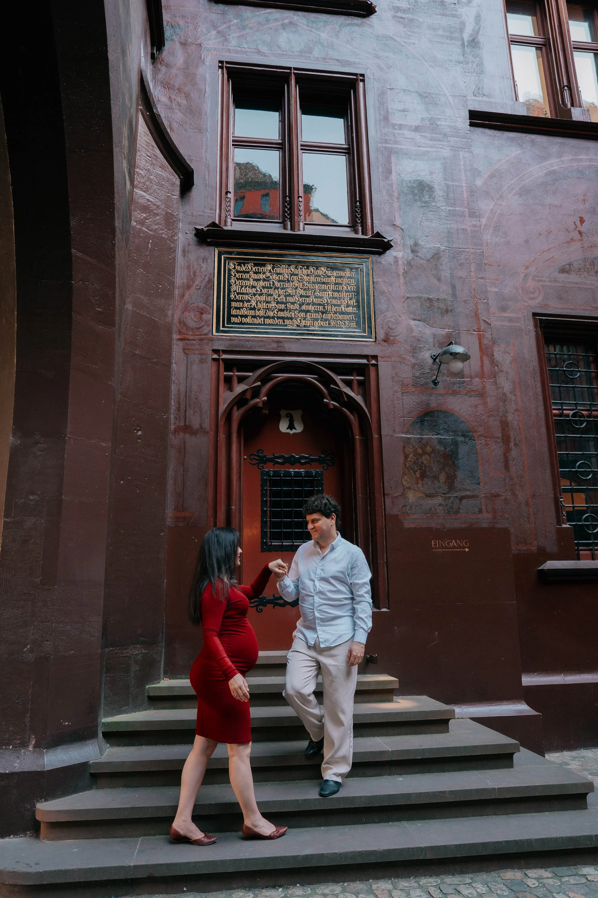 Elegant maternity photoshoot Basel old town