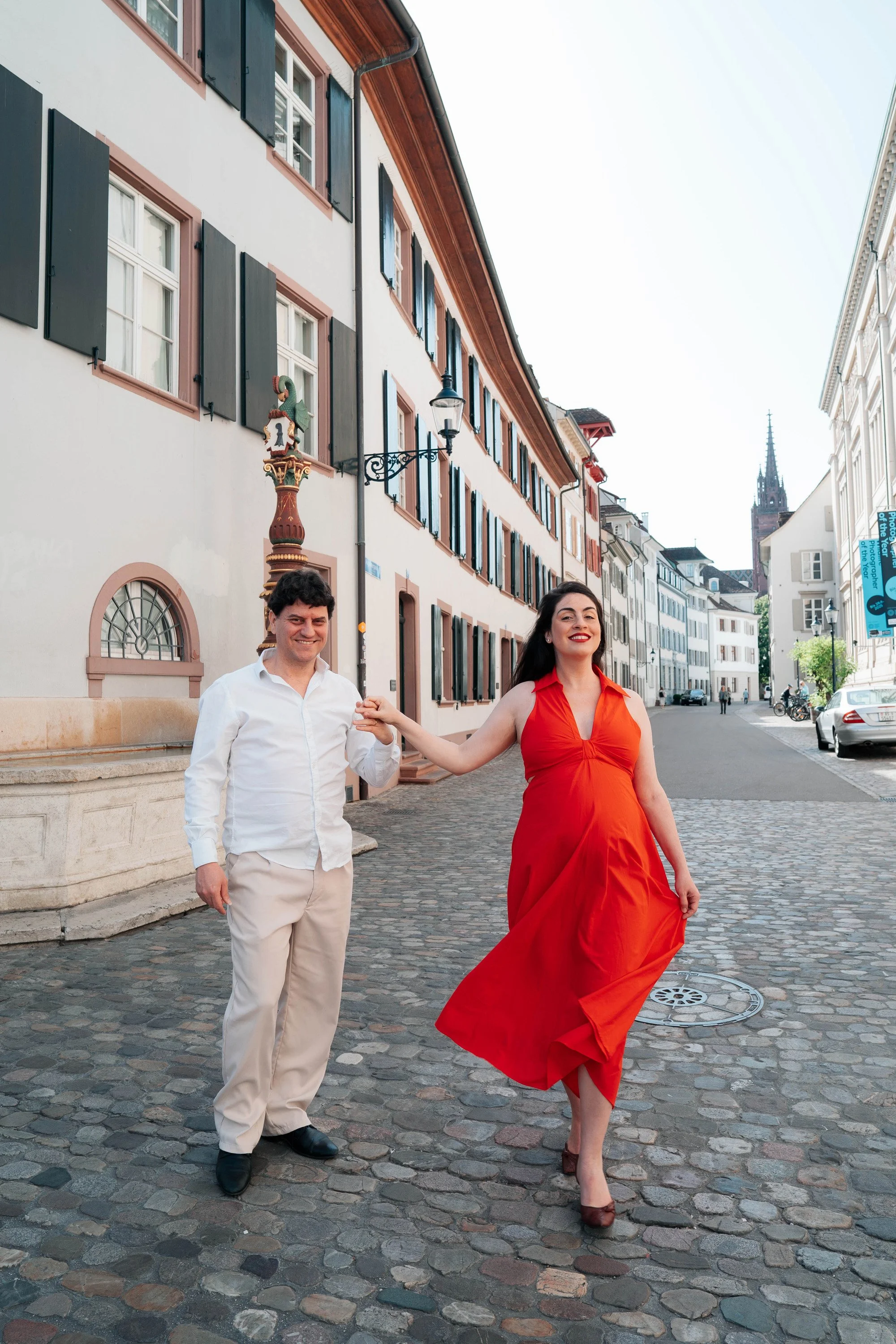 Flowy Dress Maternity Photoshoot Basel, Switzerland