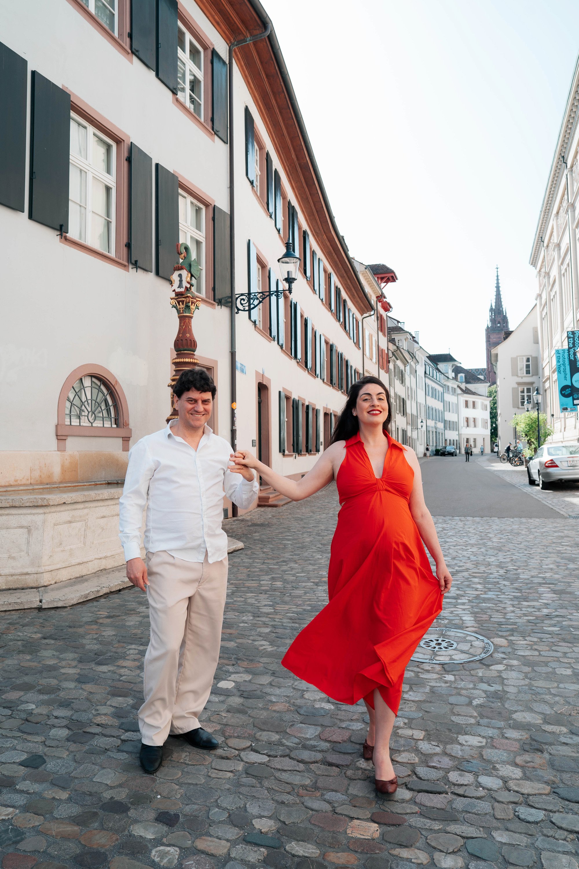 Flowy Dress Maternity Photoshoot Basel, Switzerland